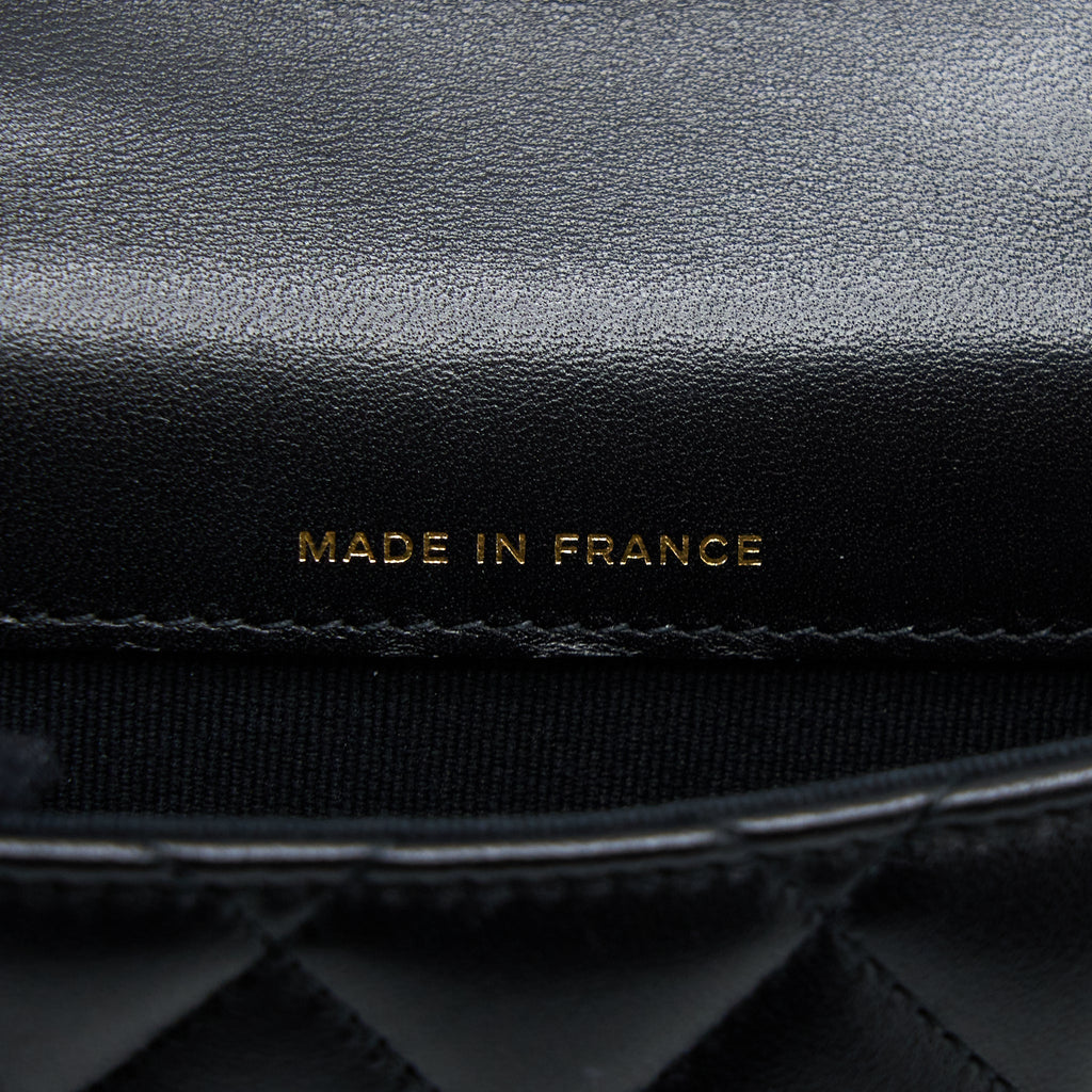 CHANEL MINI TOP HANDLE FLAP BAG LAMBSKIN BLACK LGHW