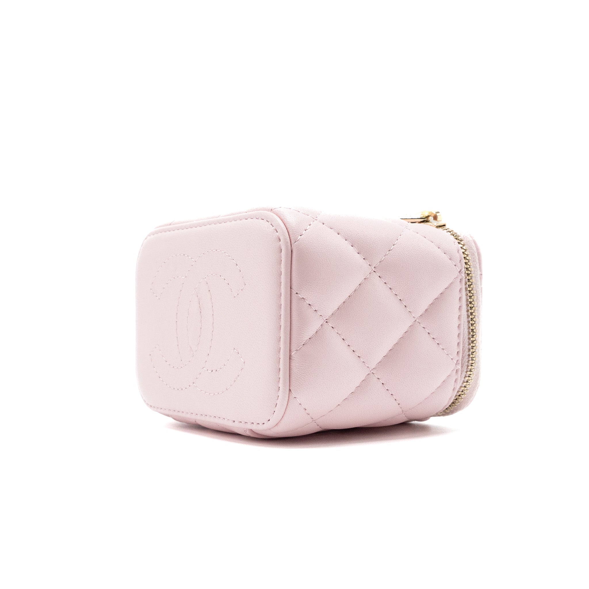 CHANEL MINI VANITY CASE WITH GIANT CHAIN LAMBSKIN PINK LGHW