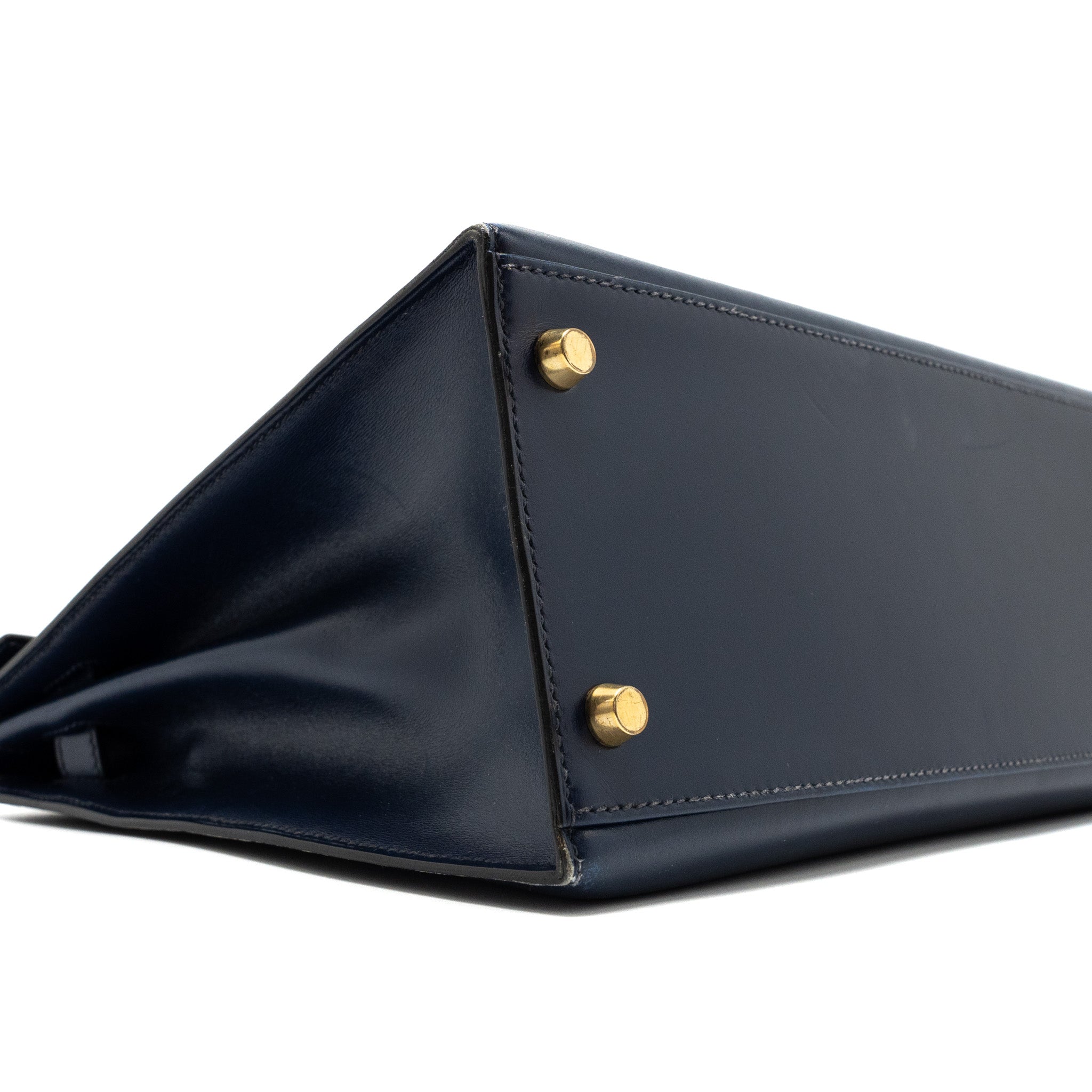 HERMES KELLY 32 BOX DARK BLUE GHW CIRCLE Z
