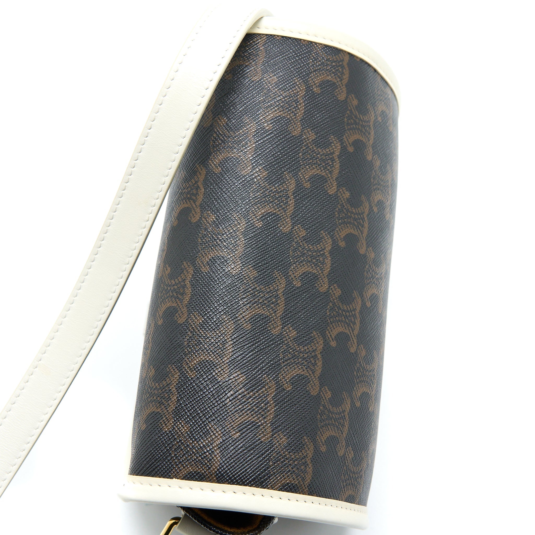 CELINE MEDIUM FOLCO BAG TRIOMPHE CANVAS/WHITE LGHW