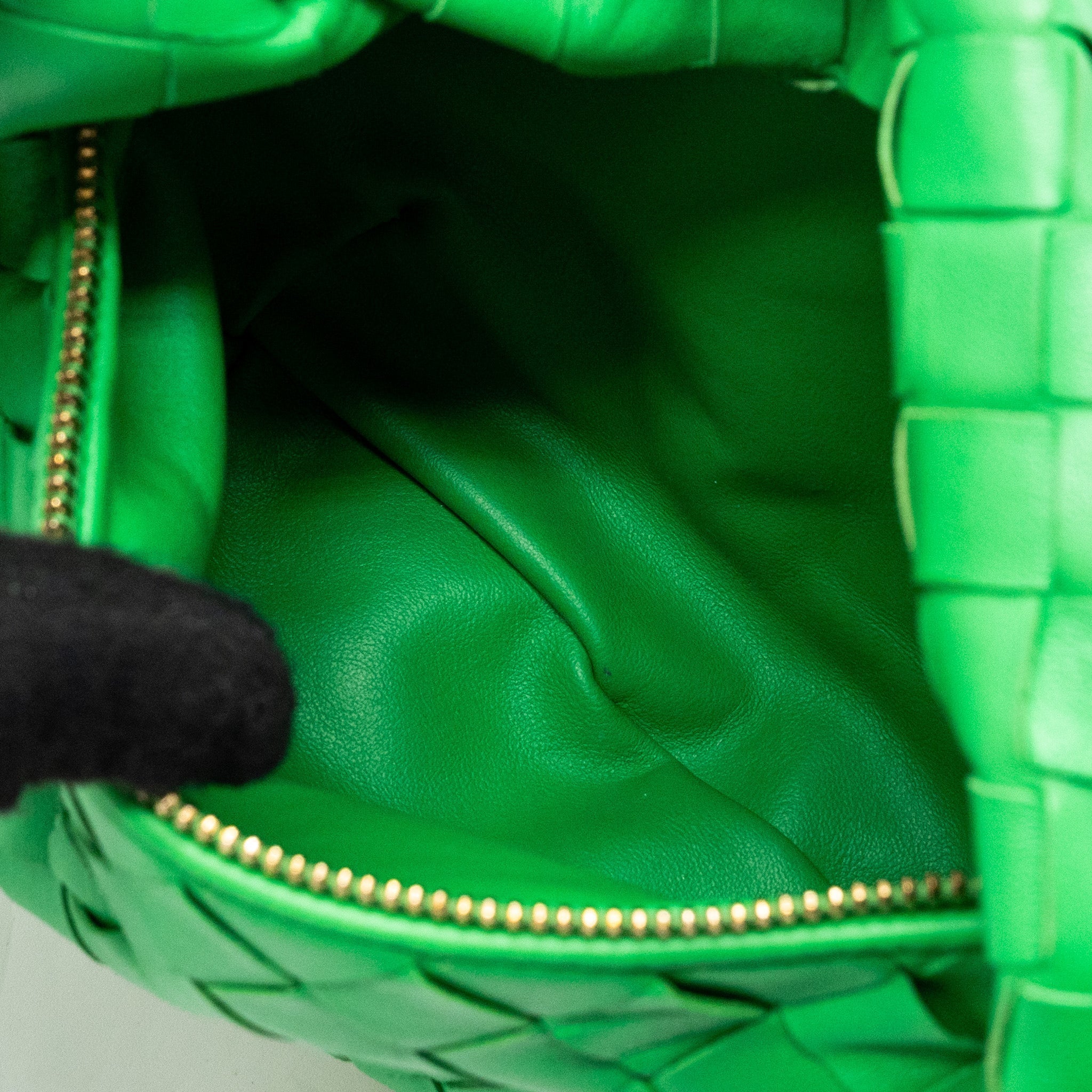 BOTTEGA VENETA MINI JODIE BAG LAMBSKIN GREEN GHW