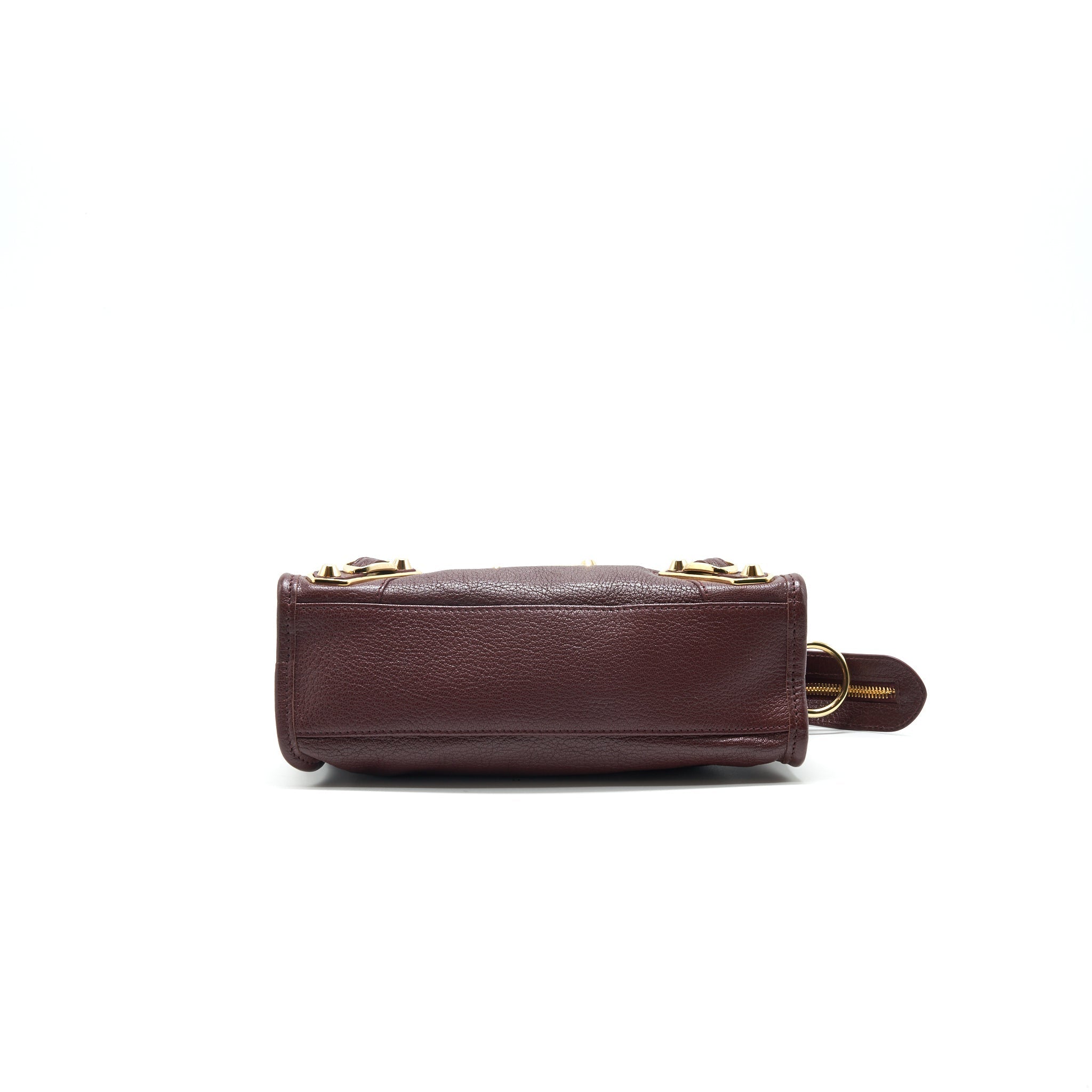 BALENCIAGA MINI EDGED CITY BAG BURGUNDY WITH GHW