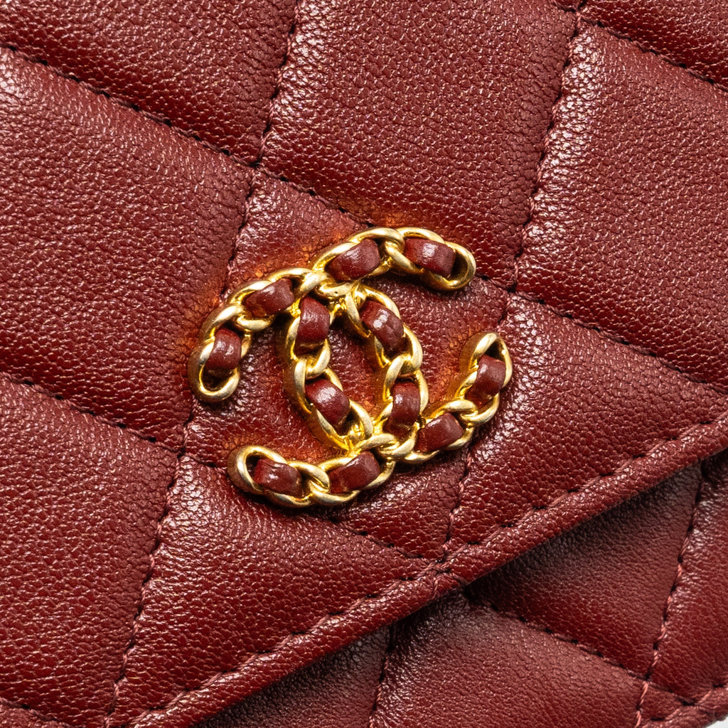 CHANEL WALLET ON CHAIN LAMBSKIN BURGUNDY GHW