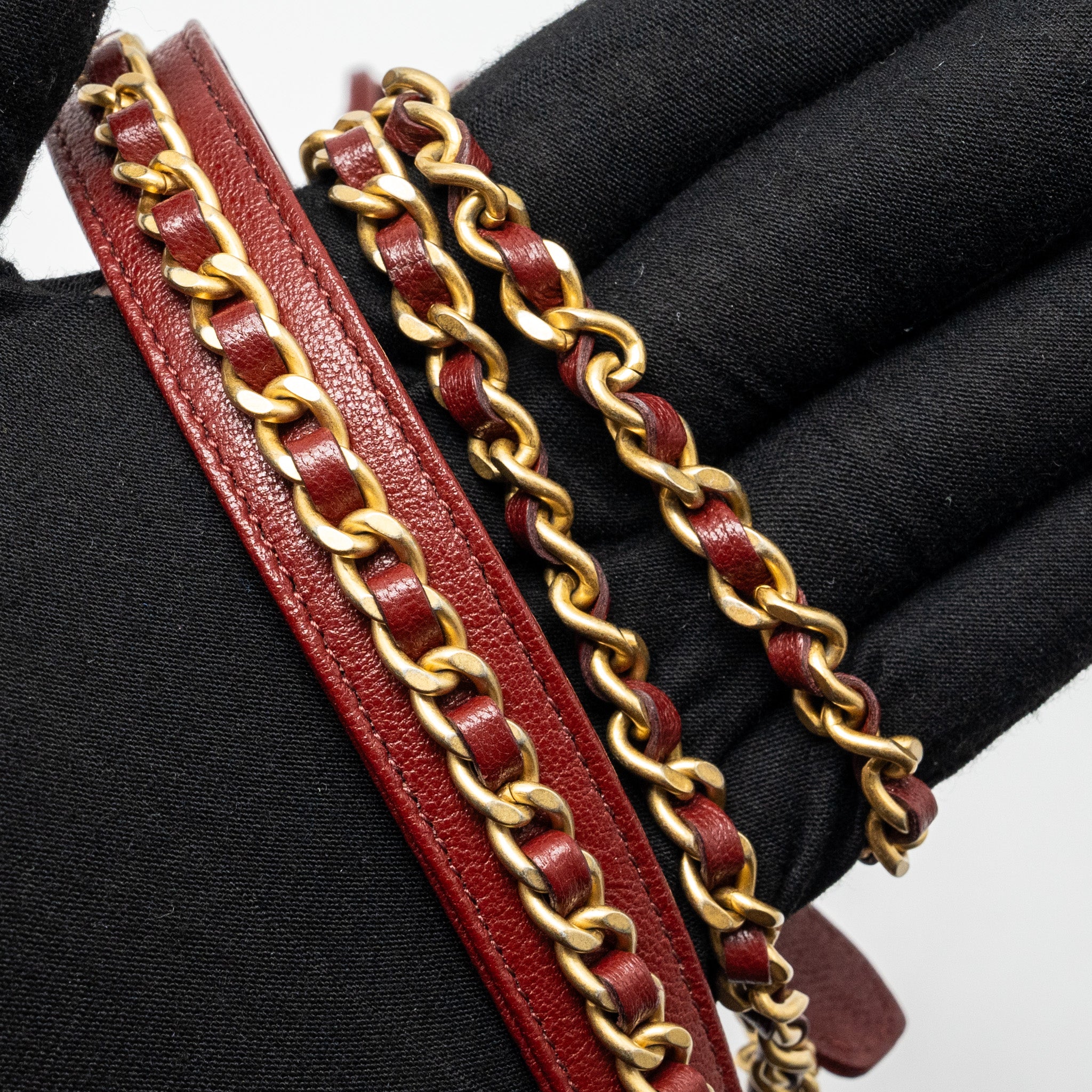 CHANEL WALLET ON CHAIN LAMBSKIN BURGUNDY GHW