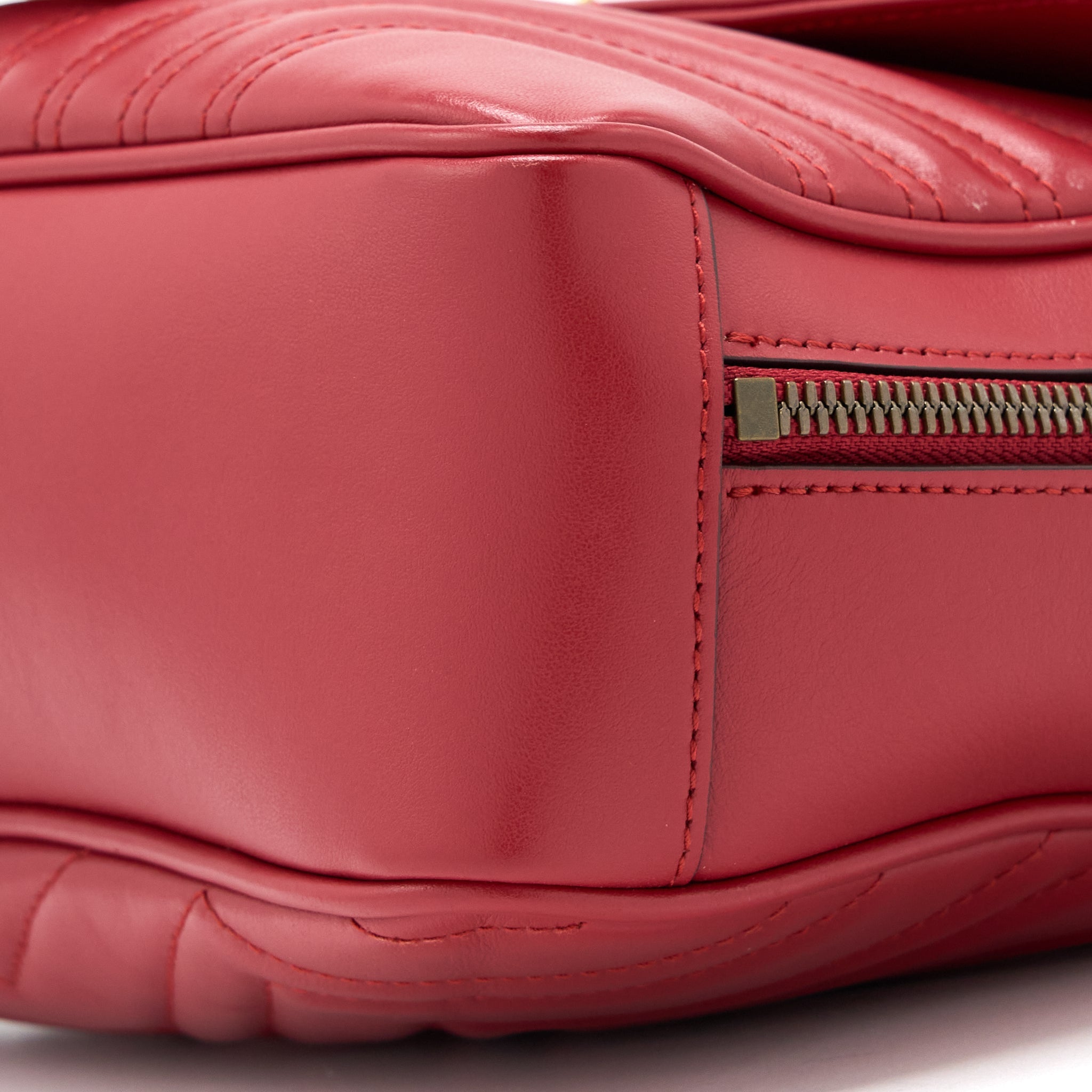 GUCCI SYLVIE WEB GG MARMONT BAG CALFSKIN RED GHW