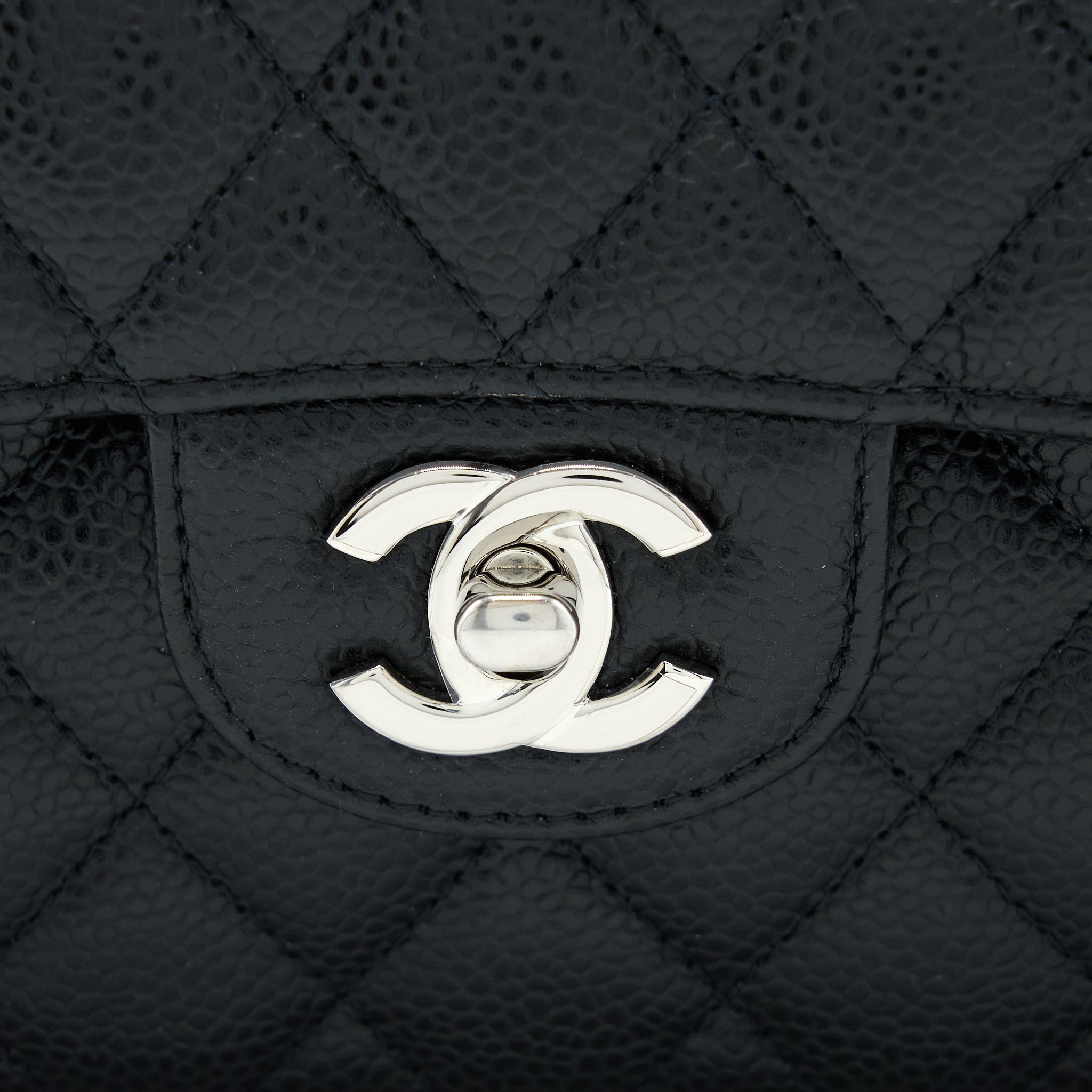 CHANEL SMALL CLASSIC FLAP BAG CAVIAR BLACK SHW