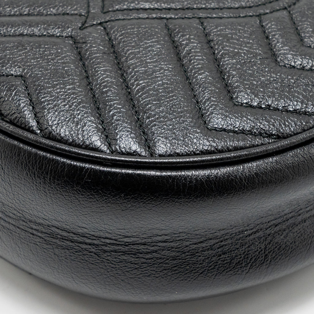 GUCCI GG MARMONT ROUND CROSSBODY BAG CALFSKIN BLACK GHW