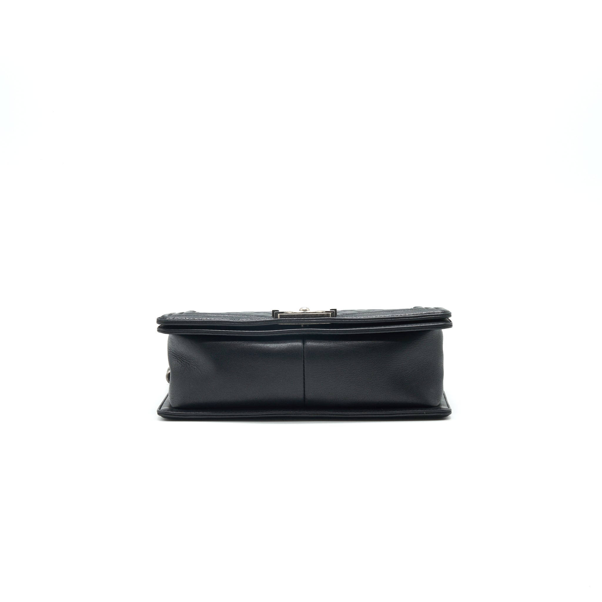 CHANEL OLD MEDIUM LEBOY BAG BLACK RUTHENIUM HARDWARE CALFSKIN