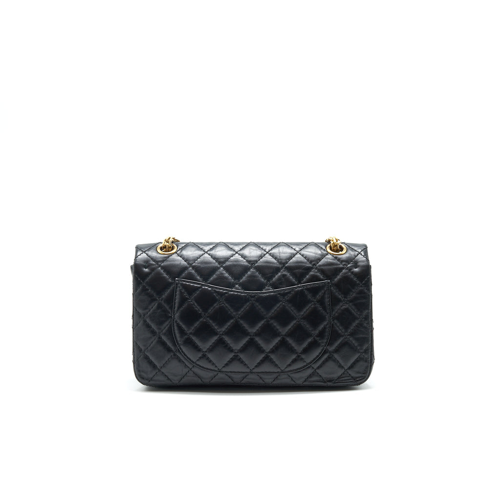 CHANEL 2.55 REISSUE SMALL FLAP BAG AGED CALFSKIN IN BLACK GHW