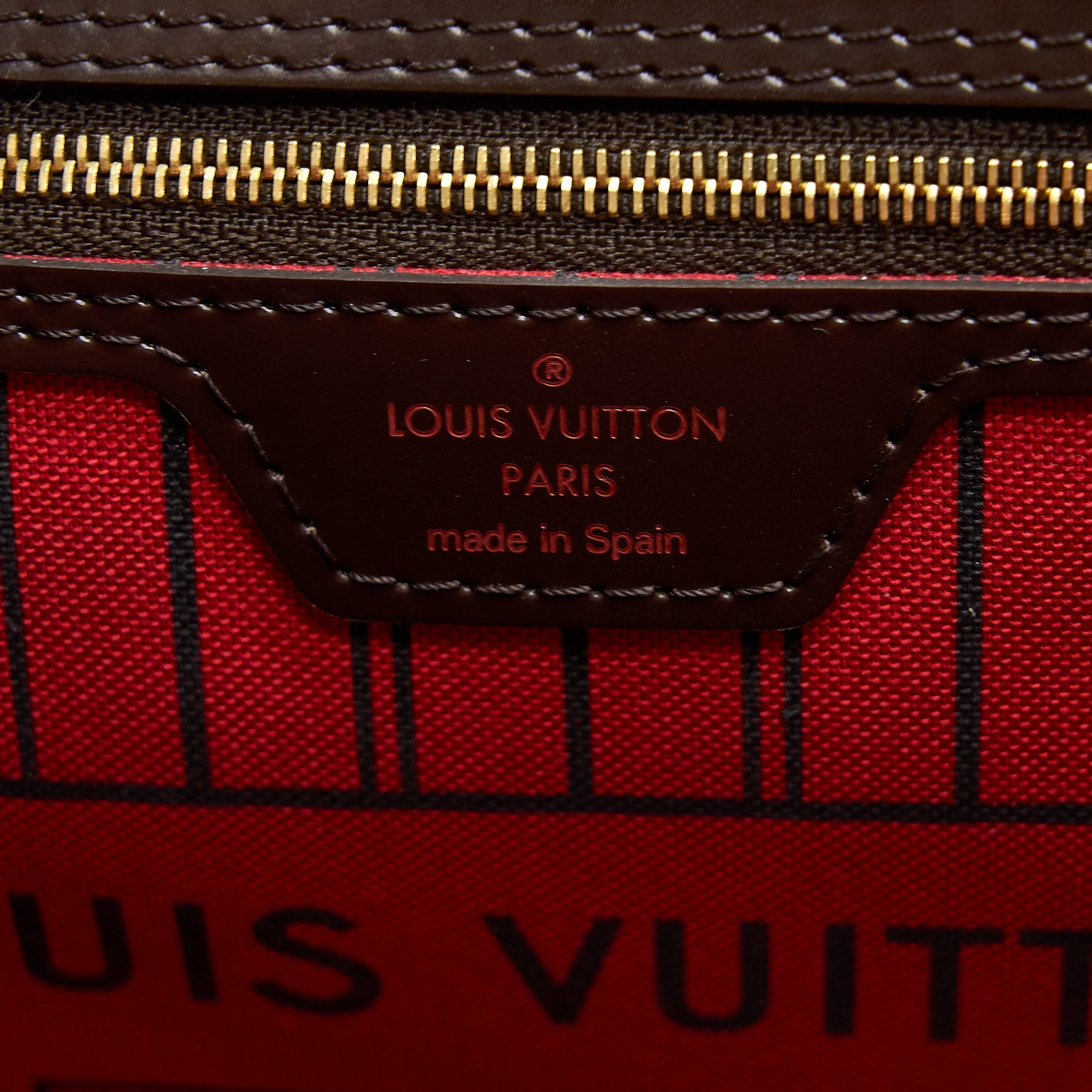 LOUIS VUITTON NEVERFULL MM DAMIER EBENE GHW WITH INITIAL S.S
