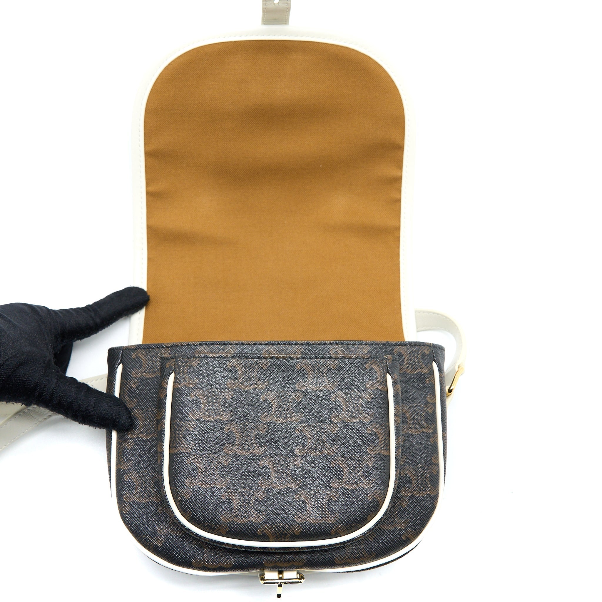 CELINE MEDIUM FOLCO BAG TRIOMPHE CANVAS/WHITE LGHW