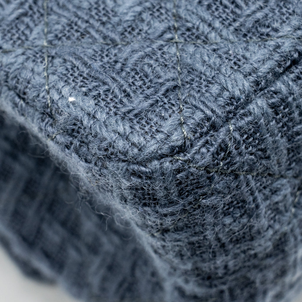 CHANEL 2.55 226 REISSUE DOUBLE FLAP BAG TWEED DARK GREY / BLUE RUTHENIUM HARDWARE
