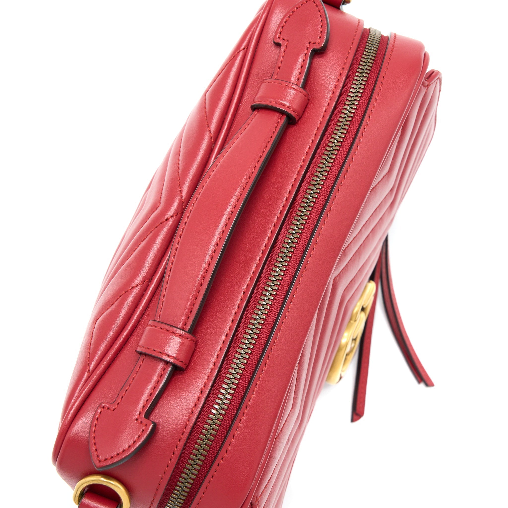 GUCCI SYLVIE WEB GG MARMONT BAG CALFSKIN RED GHW