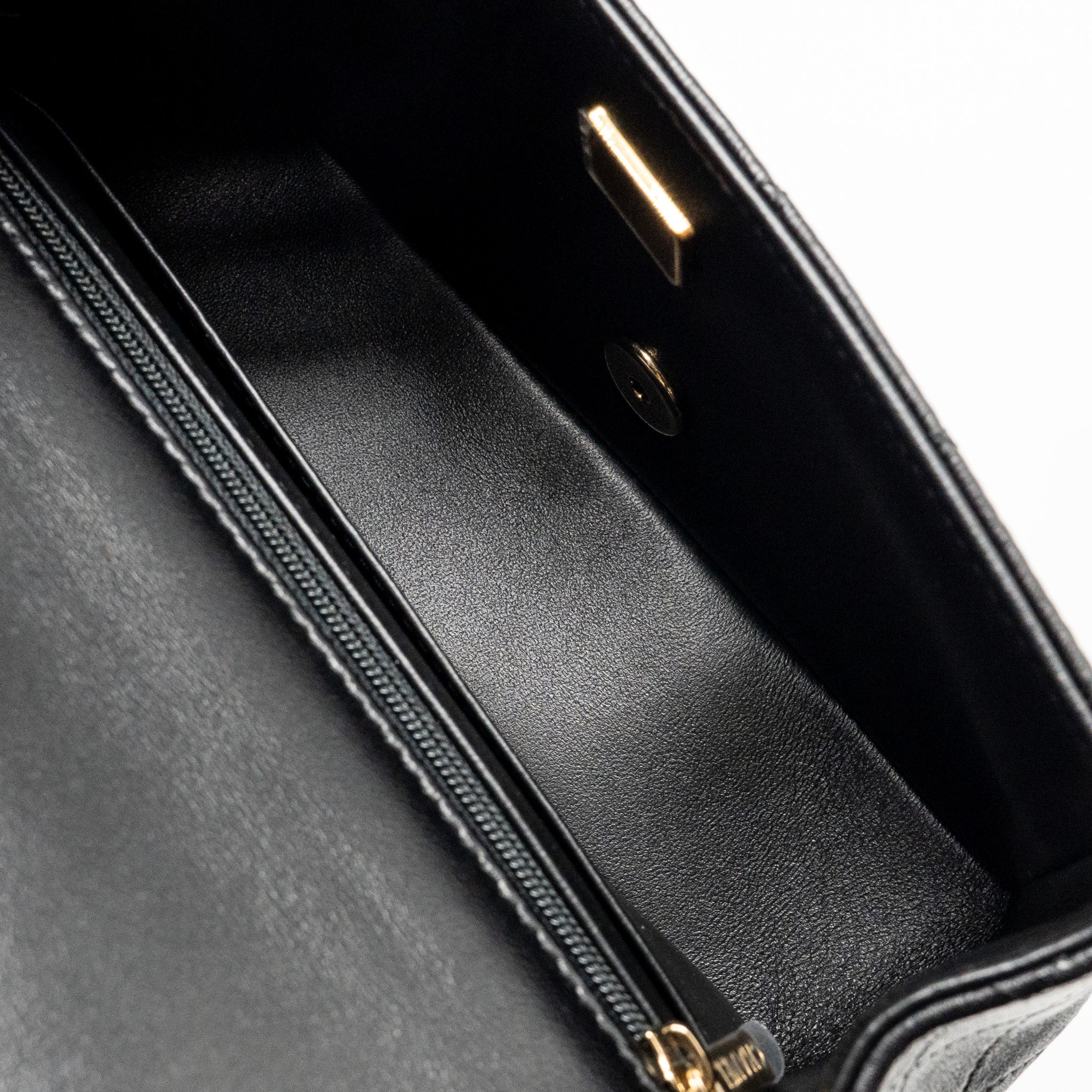 CHANEL TOP HANDLE MINI RECTANGULAR LAMBSKIN BLACK LGHW (MICROCHIP)