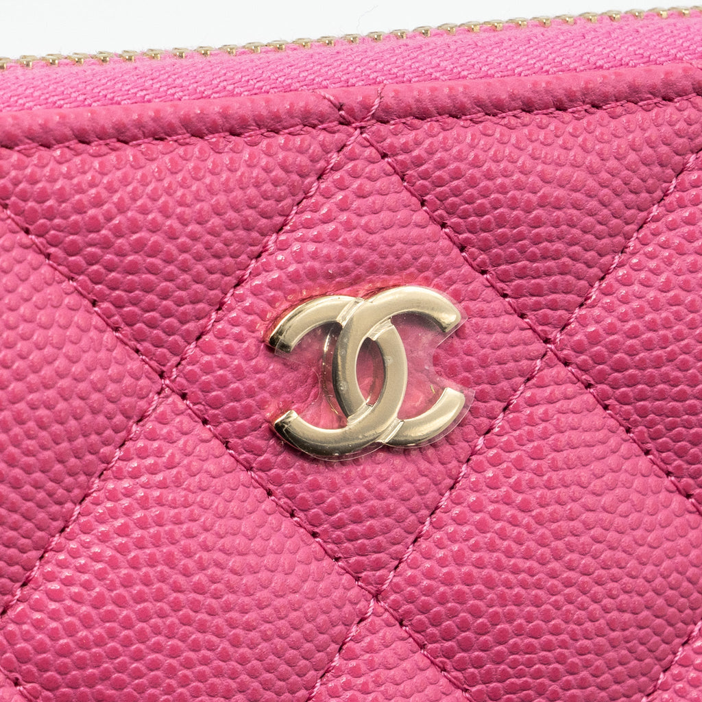 CHANEL ZIPPY KEY RING POUCH CAVIAR PINK LGHW