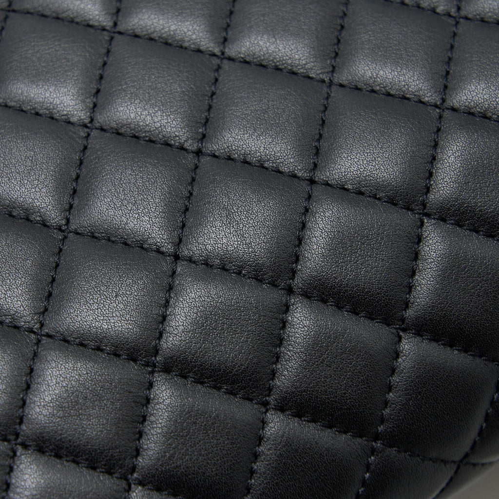 CHANEL MEDIUM BOY BAG CALFSKIN BLACK BRUSHED GHW