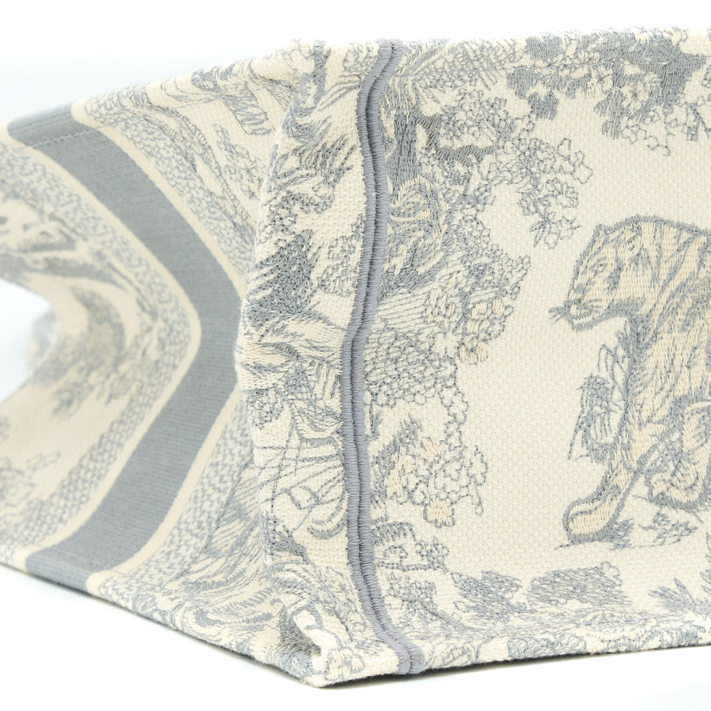 DIOR MEDIUM BOOK TOTE GREY TOILE DE JOUY EMBROIDERY