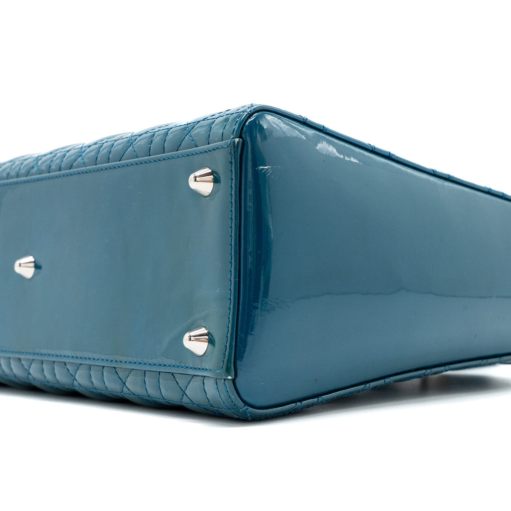 DIOR LARGE LADY DIOR PATENT BLUE SHW