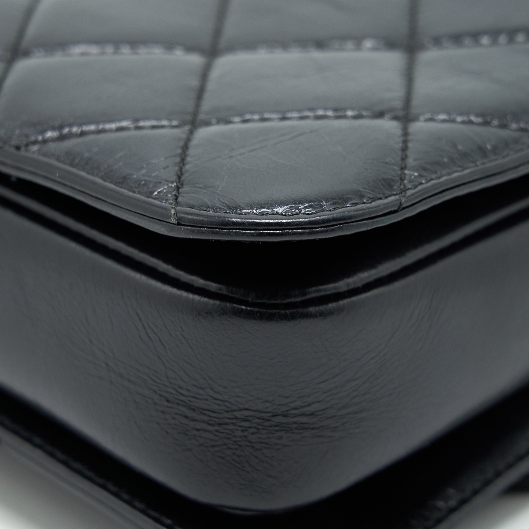 CHANEL PERFECT EDGE FLAP BAG WITH CALFSKIN RUTHENIUM GHW