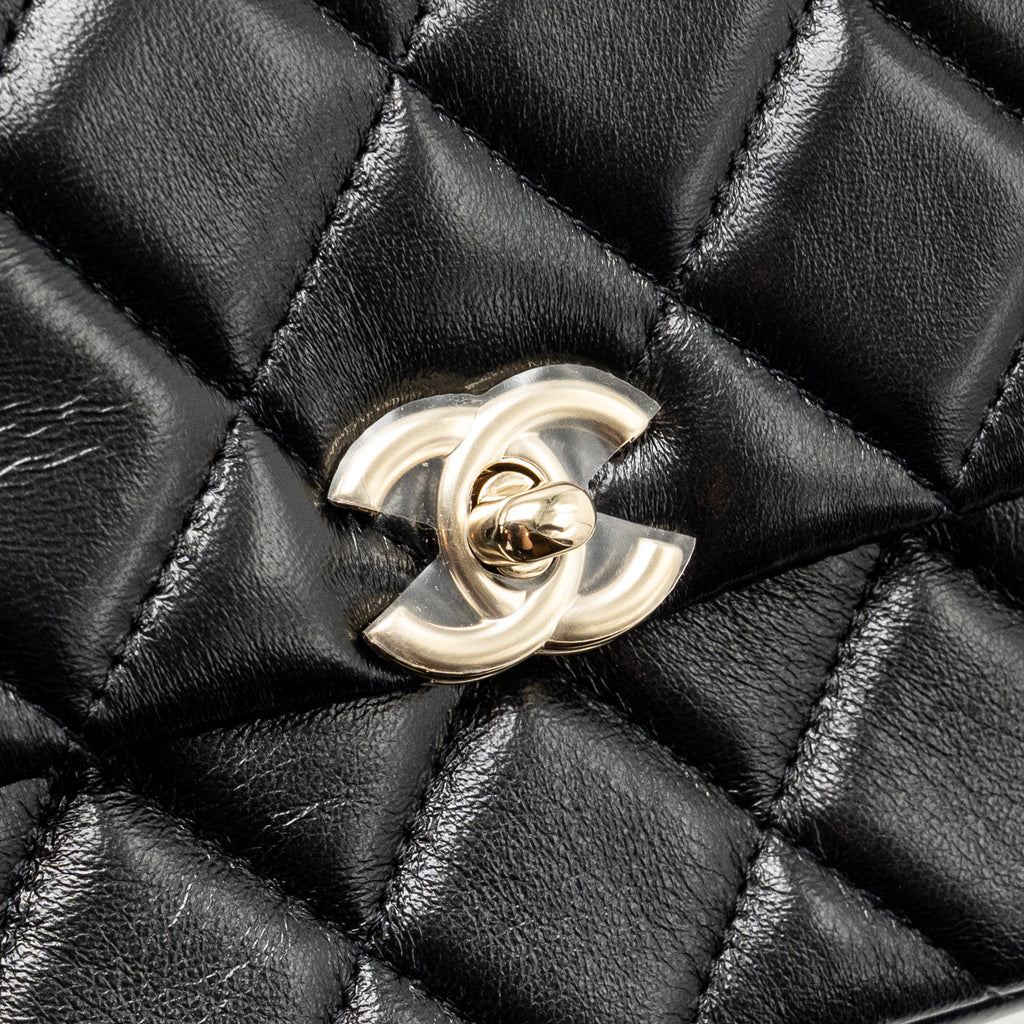 CHANEL 25S MINI FLAP BAG LAMBSKIN BLACK GHW(MICROCHIP)