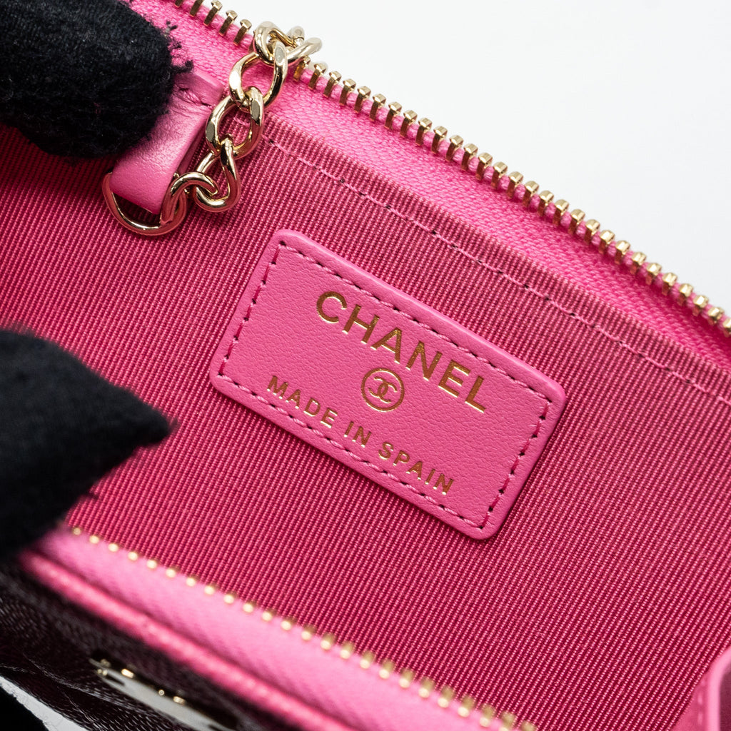 CHANEL ZIPPY KEY RING POUCH CAVIAR PINK LGHW