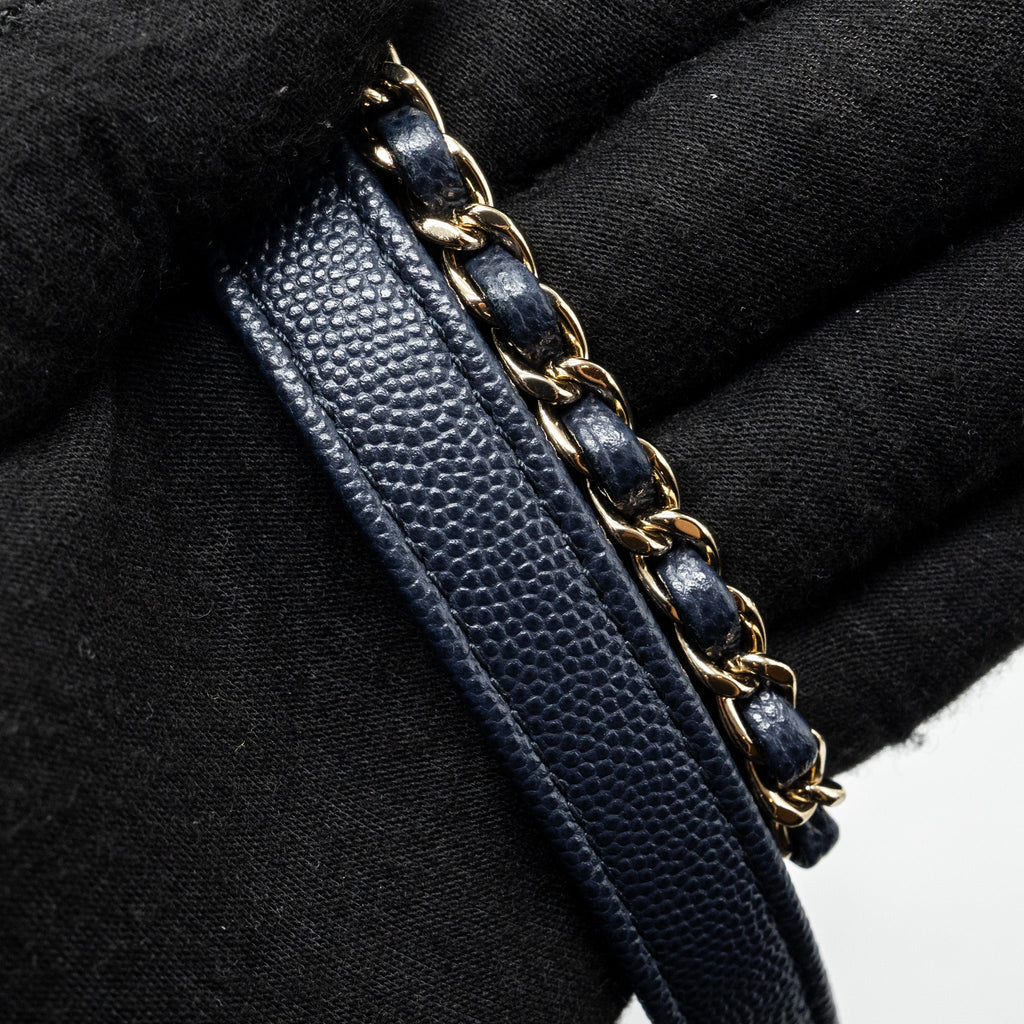 CHANEL SMALL COCO HANDLE BAG CAVIAR NAVY LGHW