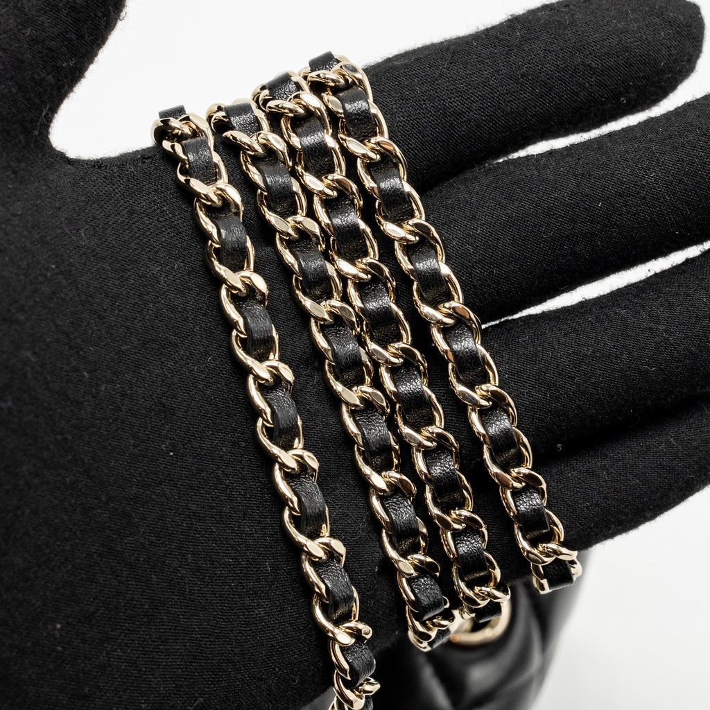 CHANEL 25S MINI FLAP BAG LAMBSKIN BLACK GHW(MICROCHIP)