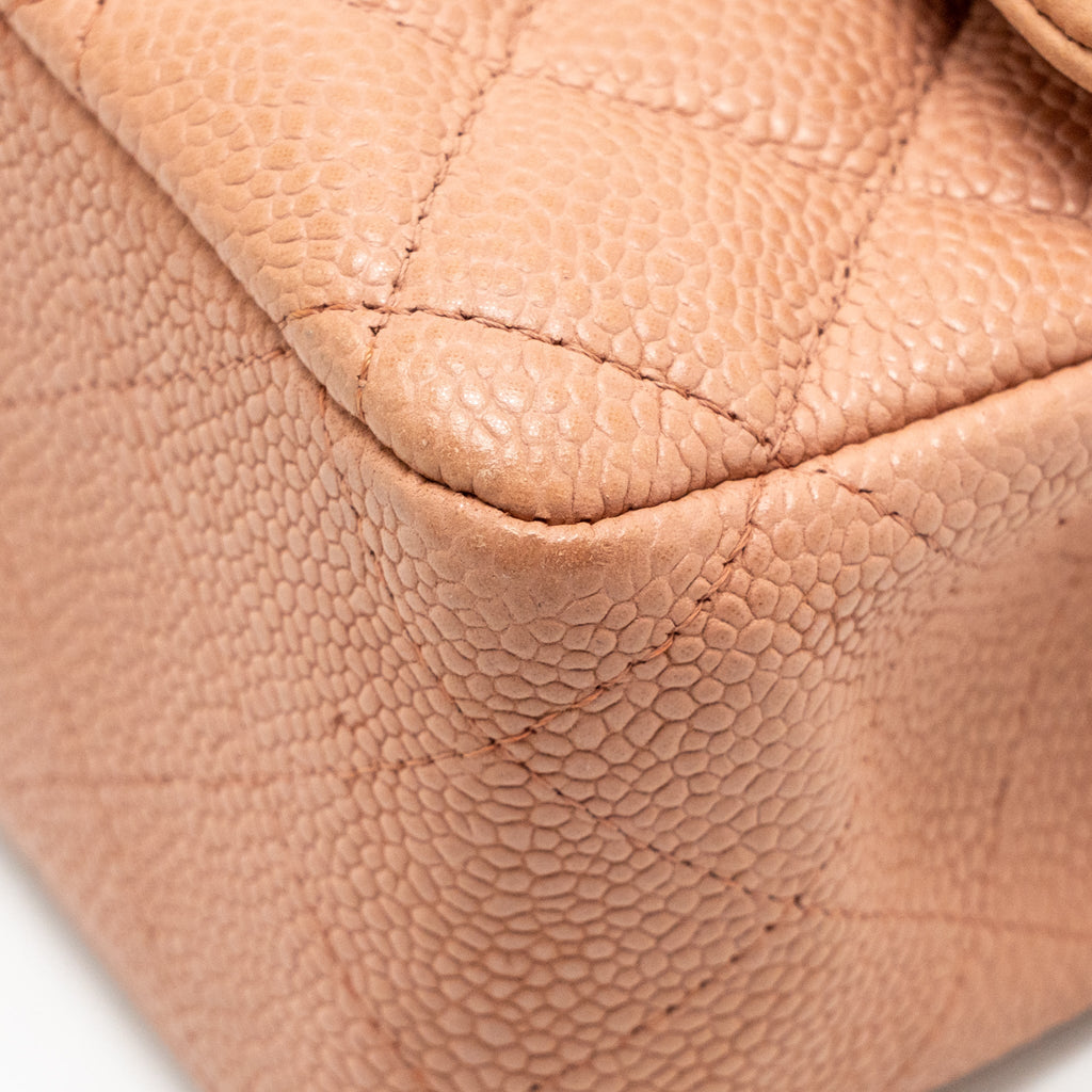 CHANEL MEDIUM CLASSIC DOUBLE FLAP BAG CAVIAR DARK PINK SHW