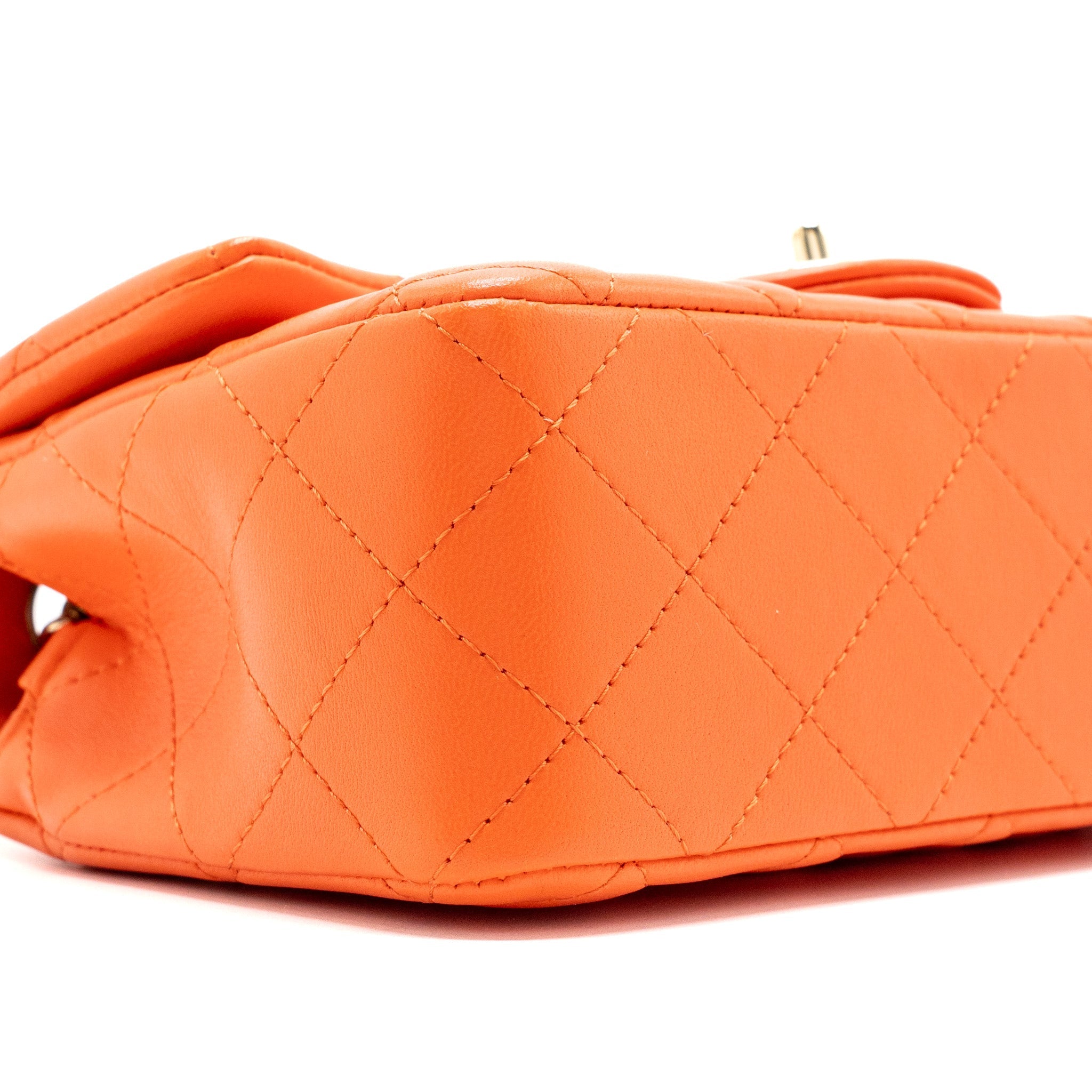 CHANEL MINI RECTANGULAR FLAP BAG LAMBSKIN ORANGE SHW