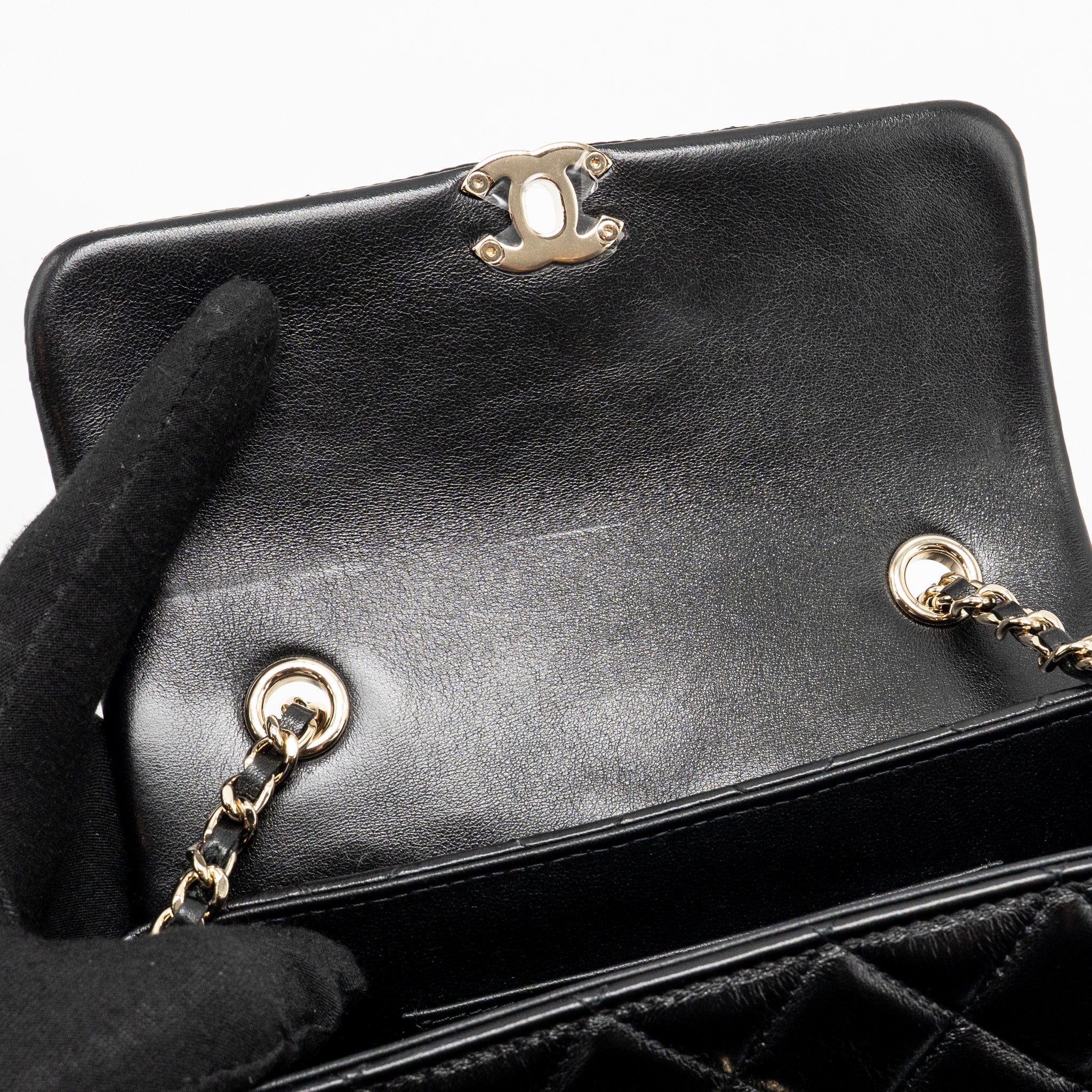 CHANEL 25S MINI FLAP BAG LAMBSKIN BLACK GHW(MICROCHIP)