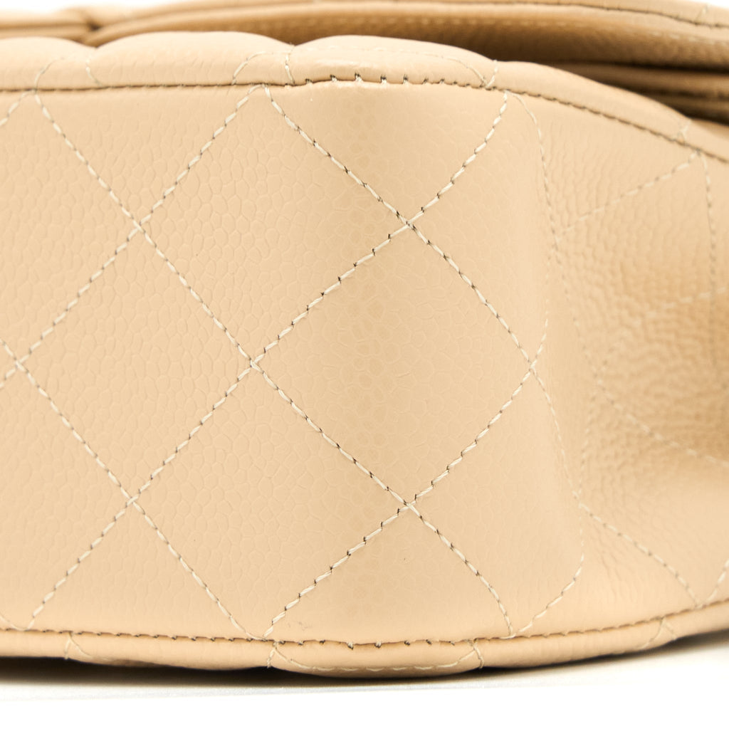 CHANEL MEDIUM CLASSIC DOUBLE FLAP BAG CAVIAR BEIGE GHW