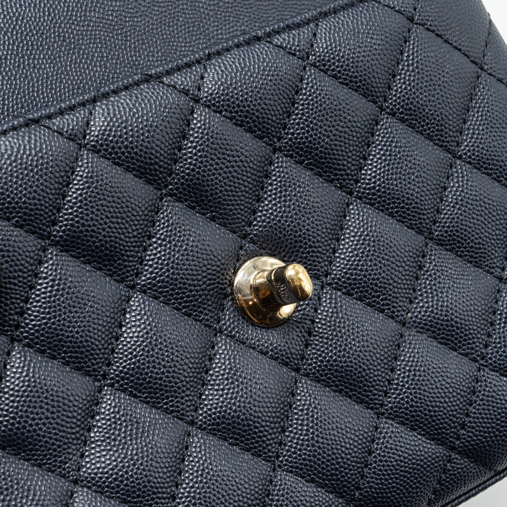CHANEL SMALL COCO HANDLE BAG CAVIAR NAVY LGHW