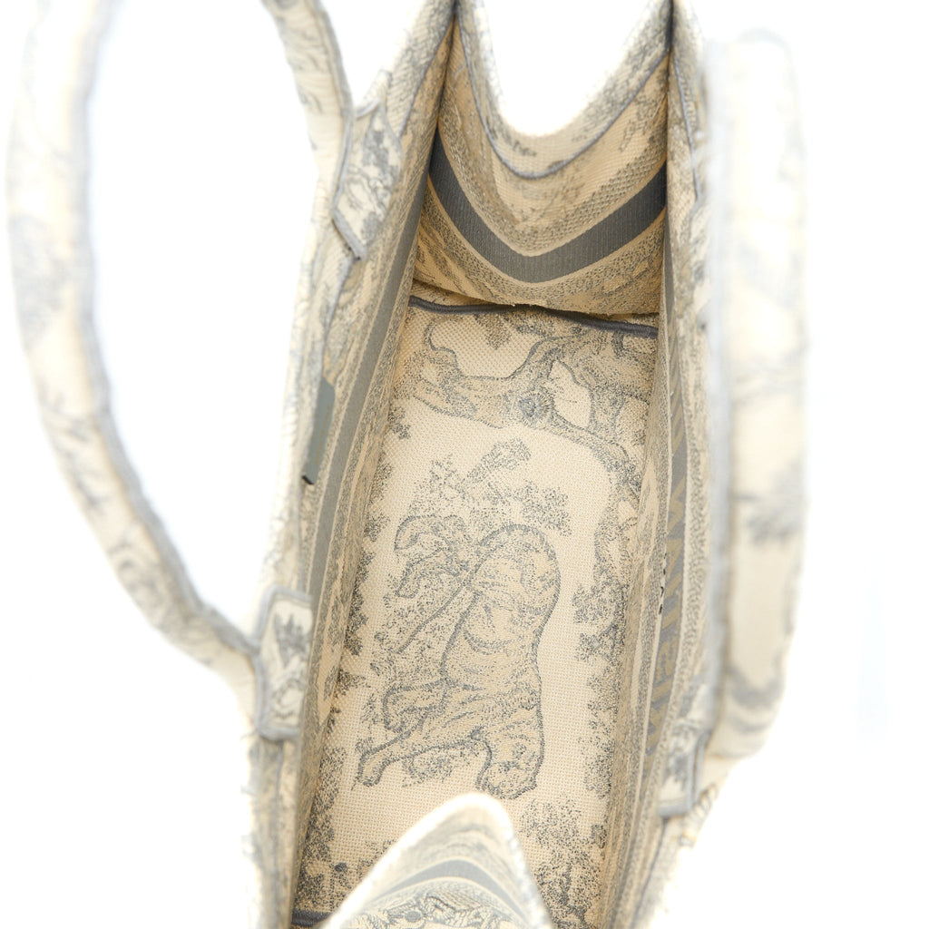 DIOR MEDIUM BOOK TOTE GREY TOILE DE JOUY EMBROIDERY