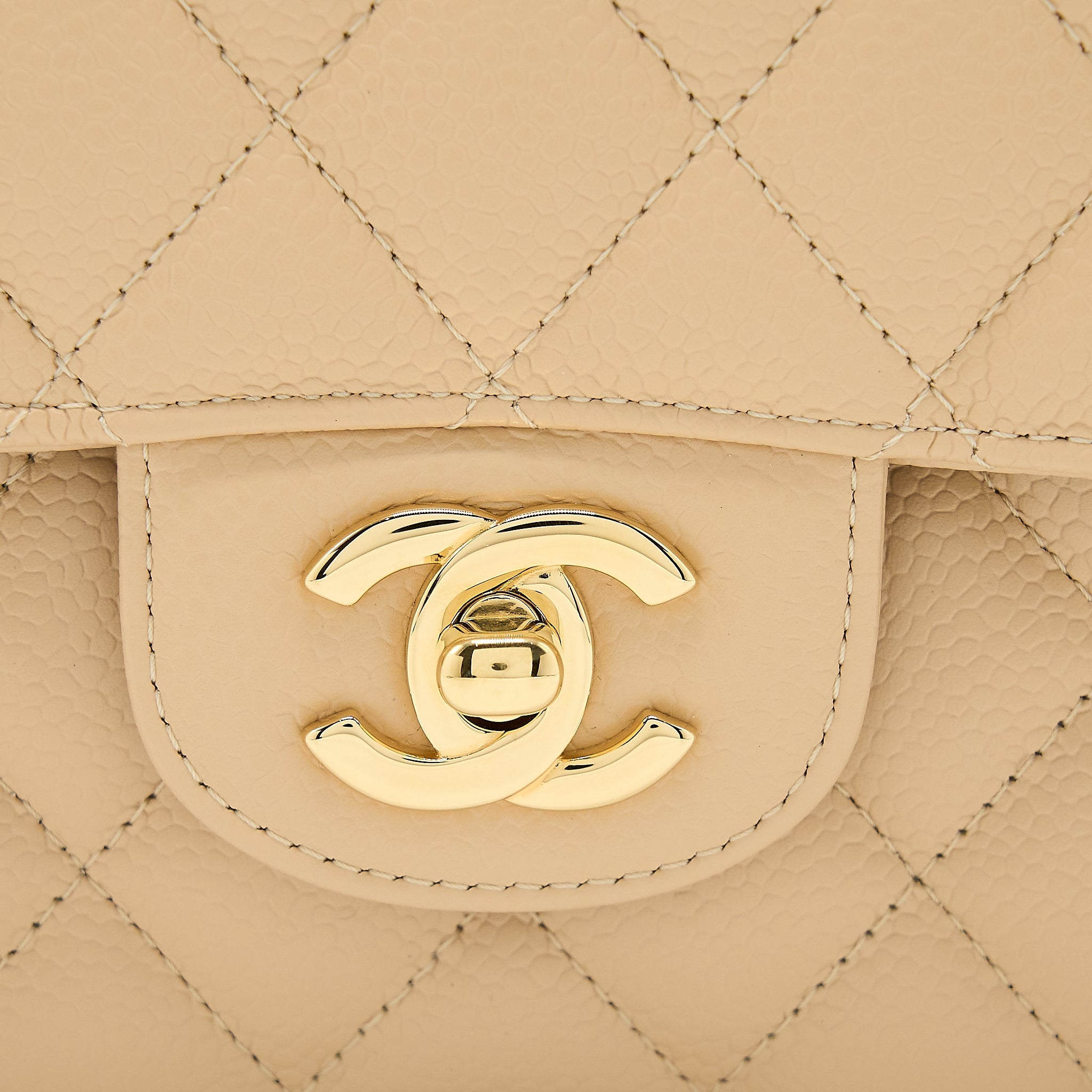 CHANEL MEDIUM CLASSIC DOUBLE FLAP BAG CAVIAR BEIGE GHW