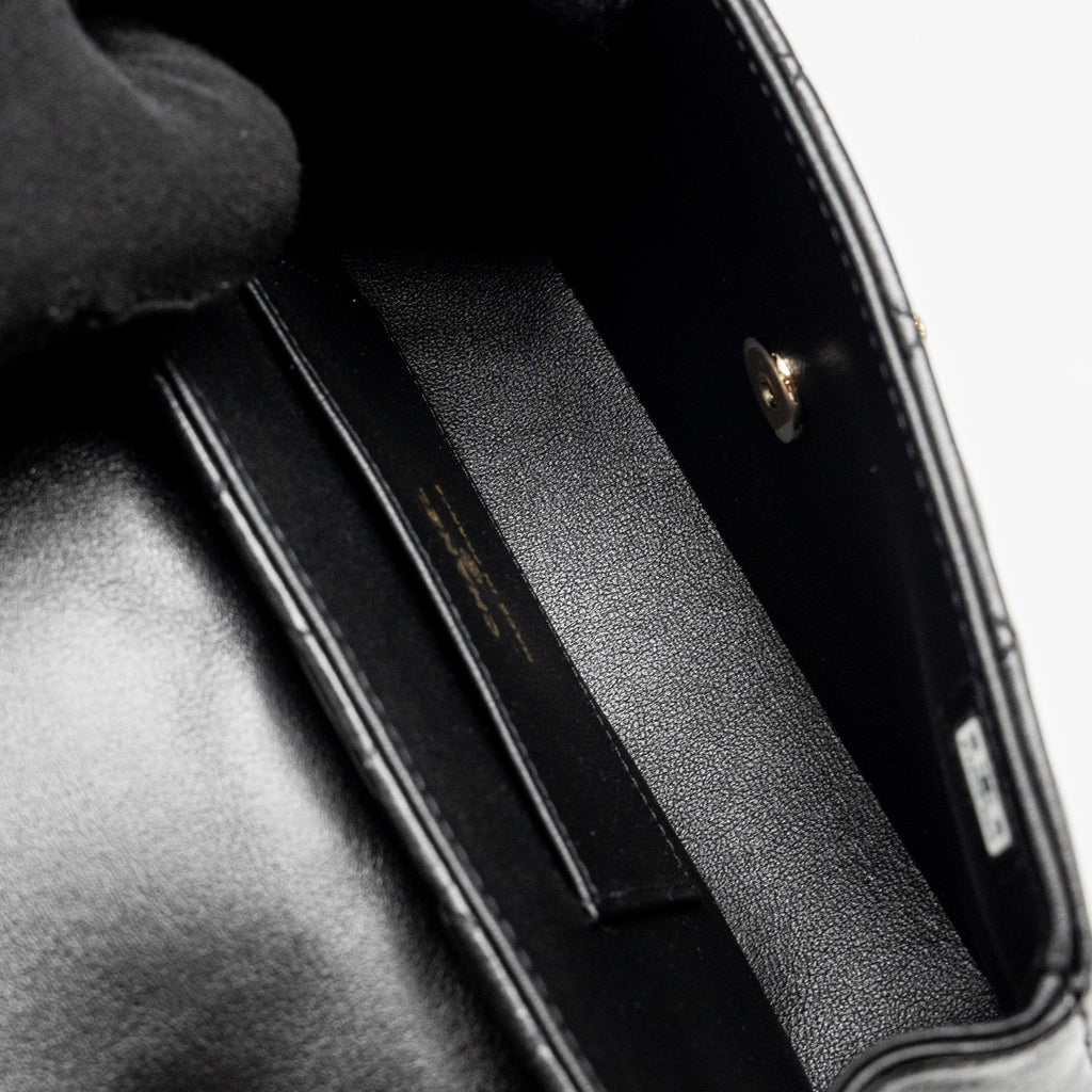 CHANEL 25S MINI FLAP BAG LAMBSKIN BLACK GHW(MICROCHIP)