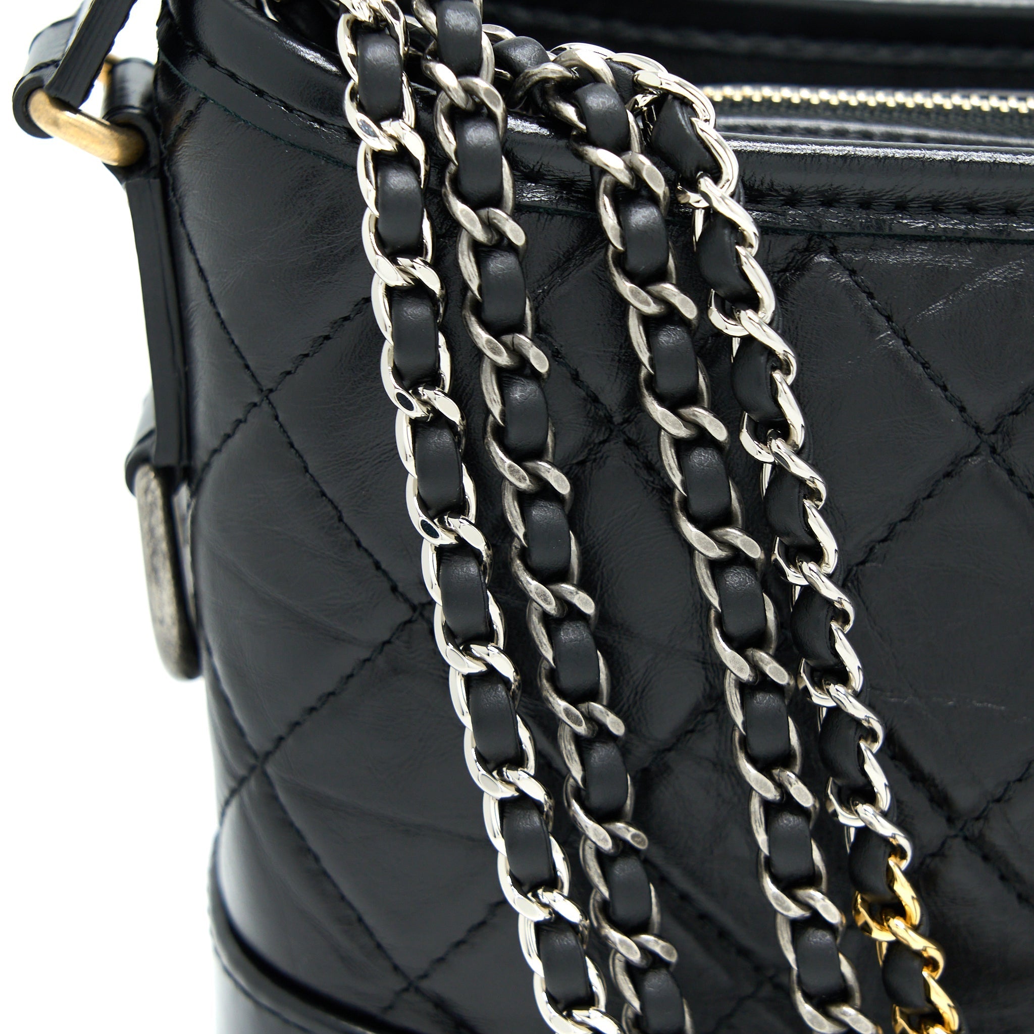 CHANEL SMALL GABRIELLE HOBO BAG AGED CALFSKIN BLACK MULTICOLOUR HARDWARE