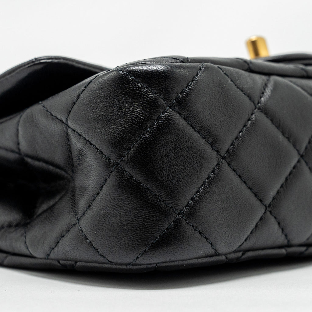 CHANEL PEARL CRUSH MINI RECTANGULAR FLAP BAG LAMBSKIN BLACK GHW (MICROCHIP)