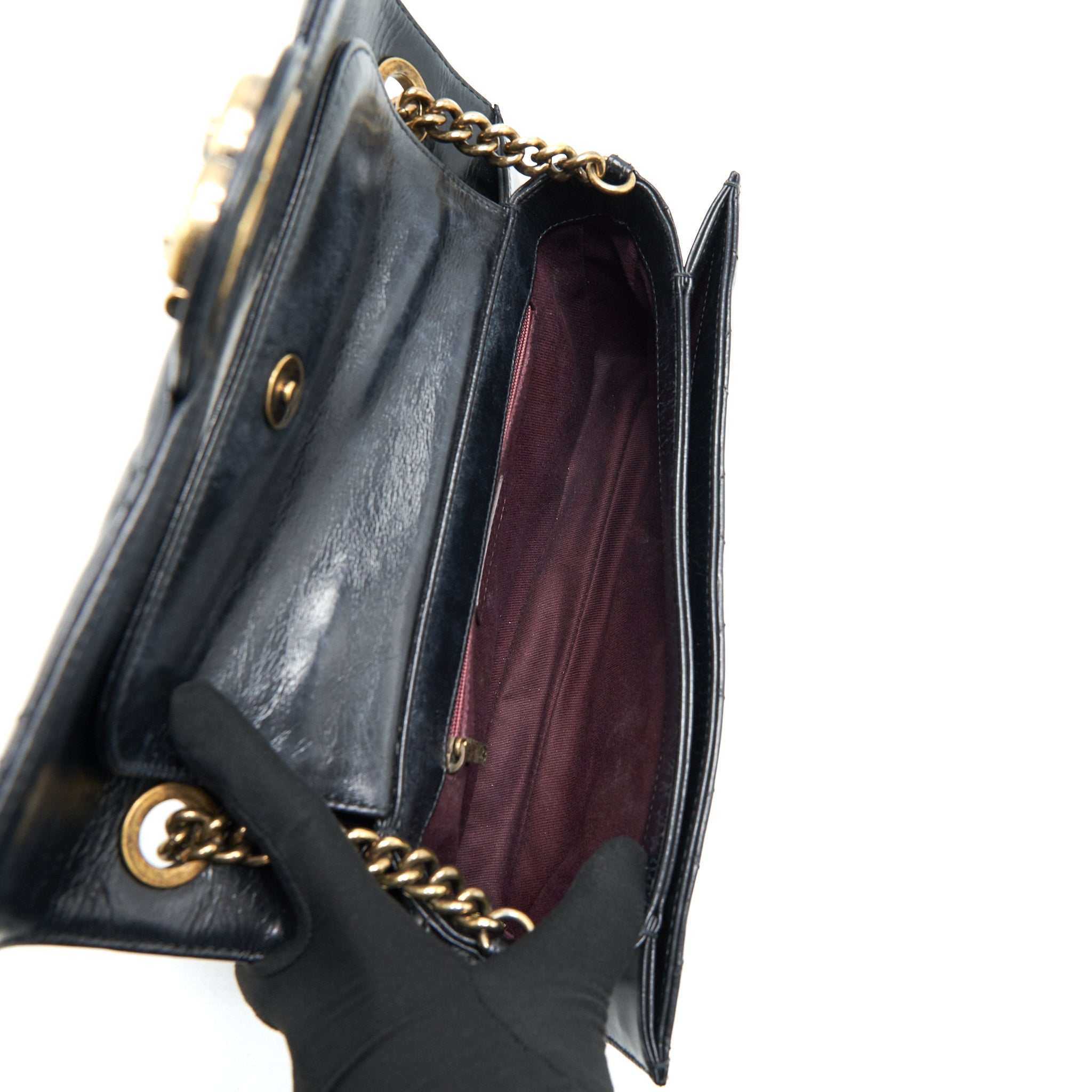 CHANEL PERFECT EDGE FLAP BAG WITH CALFSKIN RUTHENIUM GHW