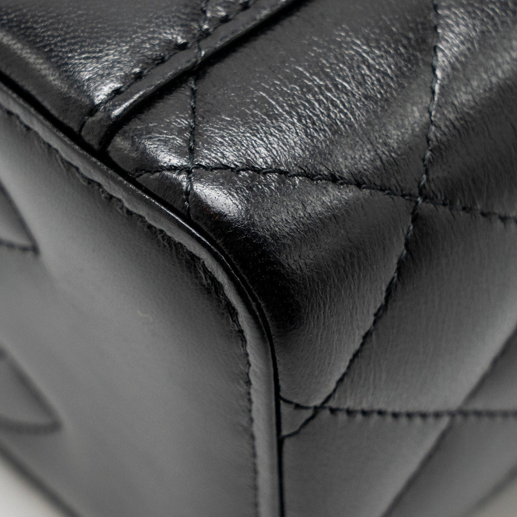 CHANEL LONG VANITY WITH CHAIN DETAIL CC LOGO LAMBSKIN BLACK GHW(MICROCHIP)