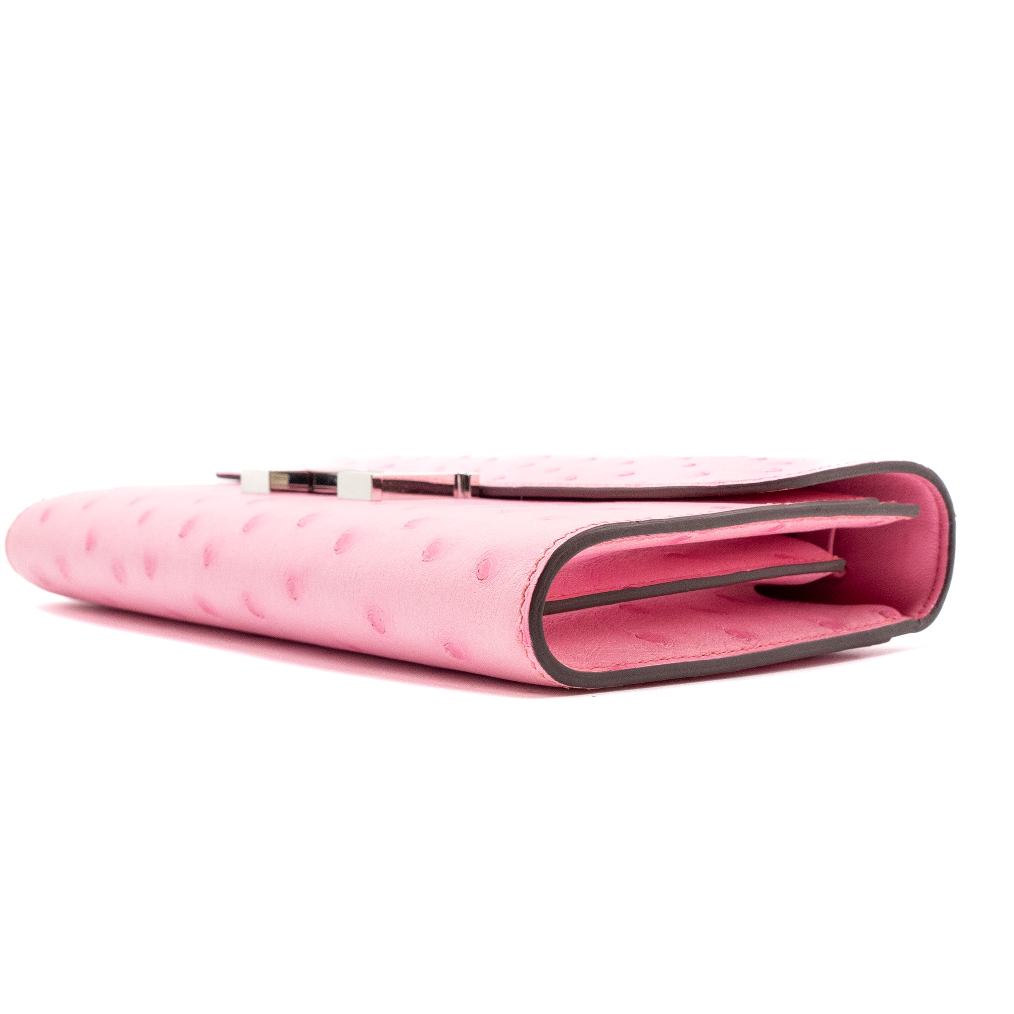 HERMES CONSTANCE TO GO OSTRICH BUBBLEGUM PINK SHW
