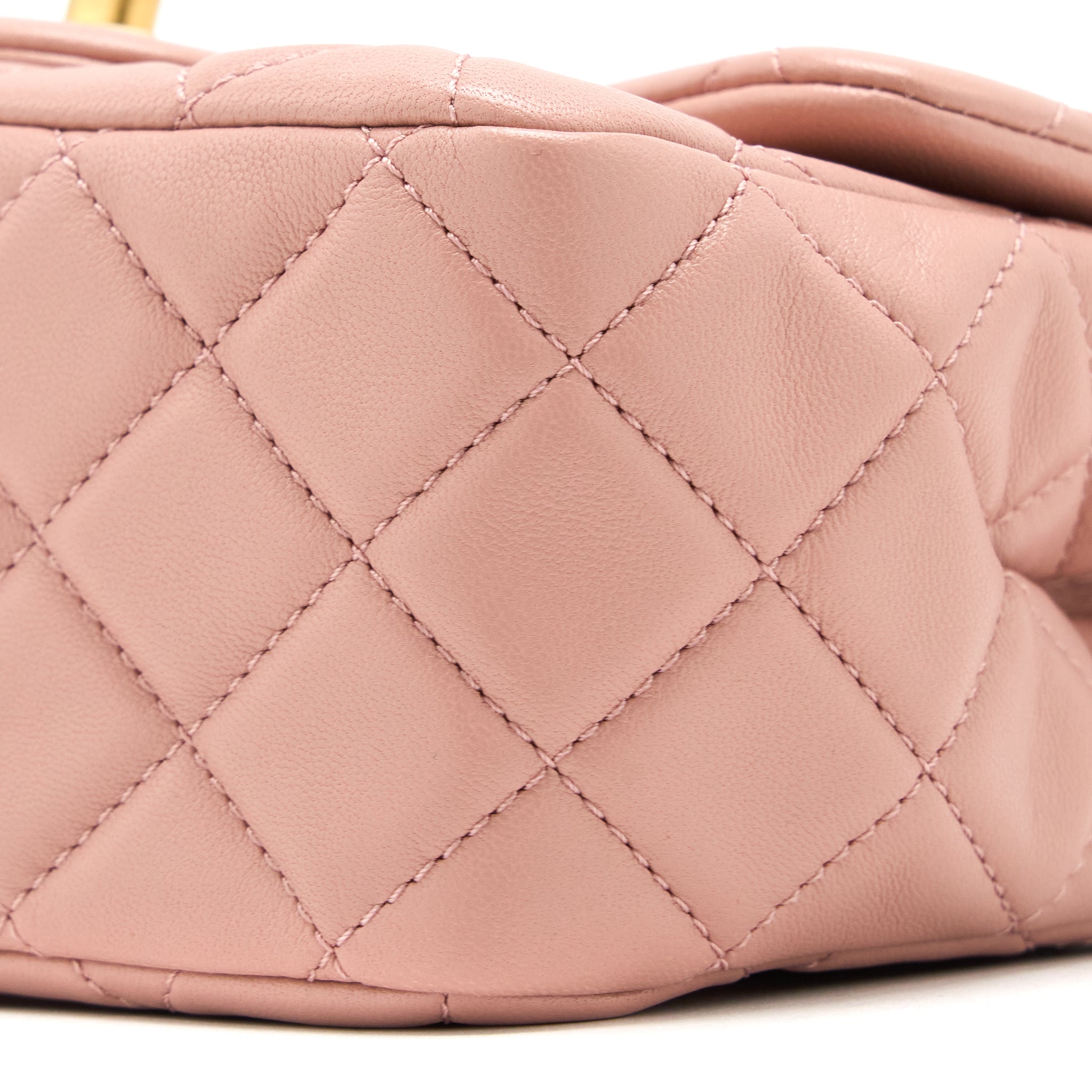 CHANEL PEARL CRUSH MINI SQUARE FLAP BAG LAMBSKIN DARK PINK GHW (MICROCHIP)