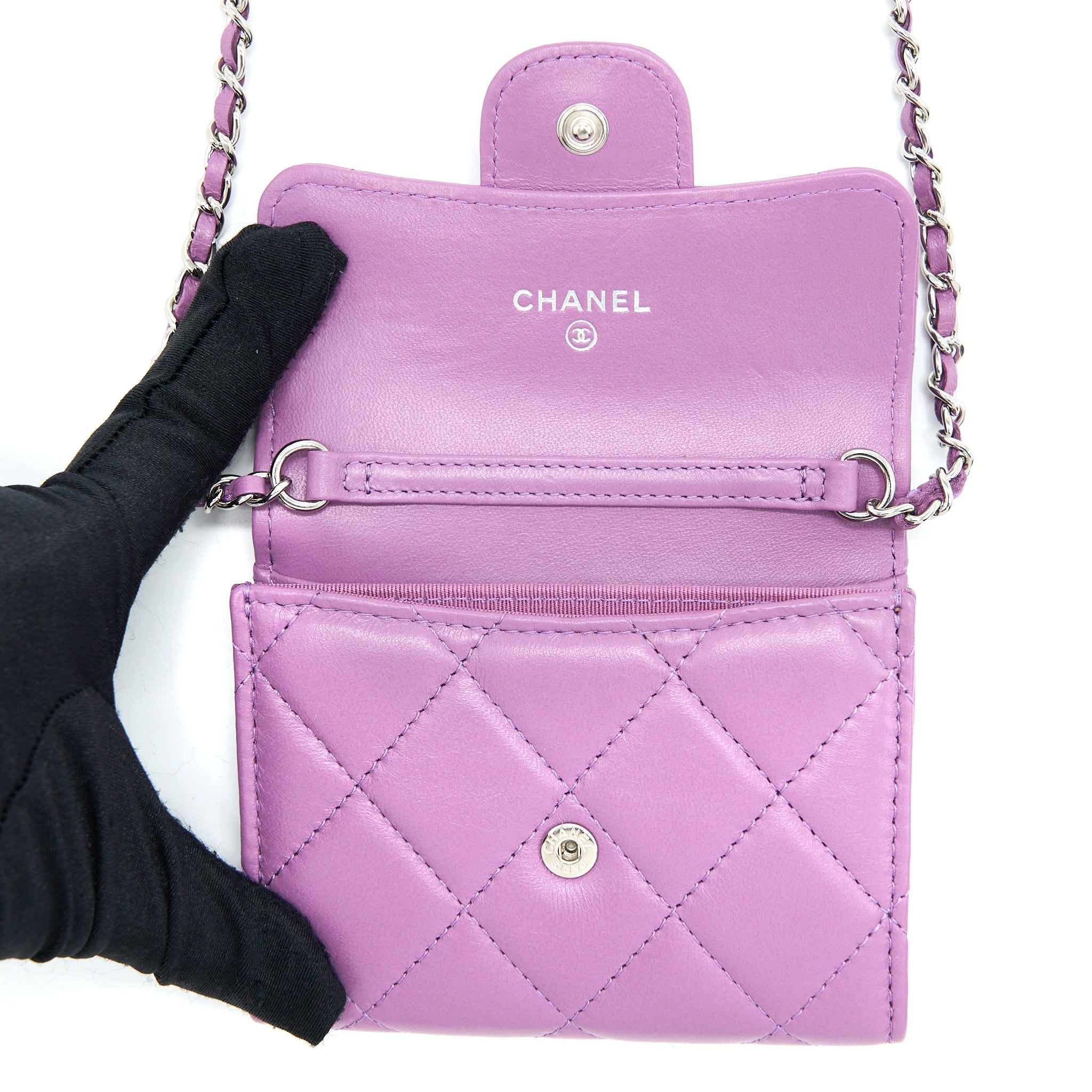 CHANEL CLUTCH ON CHAIN LAMBSKIN PURPLE SHW