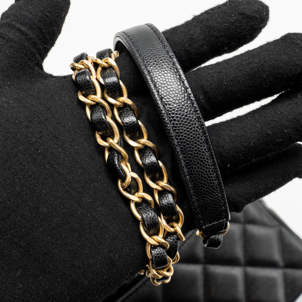 CHANEL 24B QUILTED FLAP BAG CAVIAR BLACK GHW(MICROCHIP)