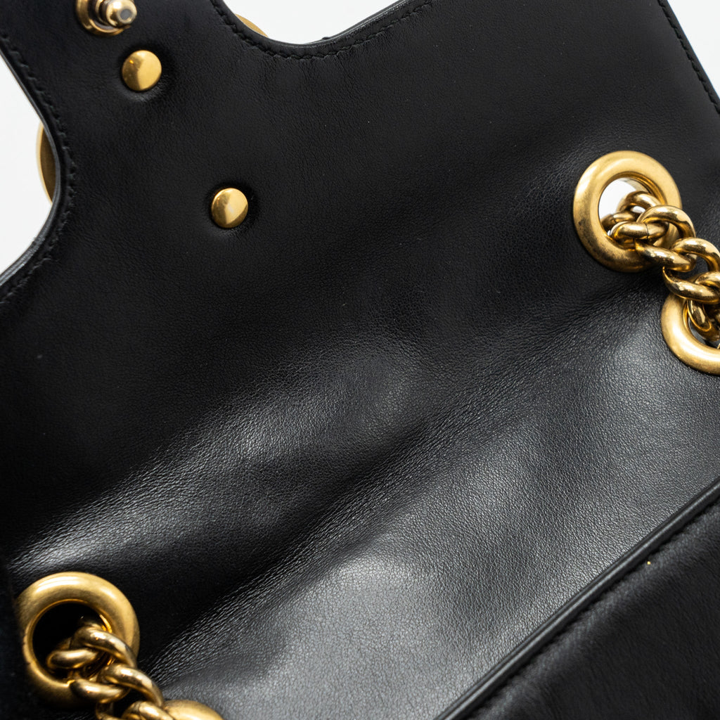 GUCCI MINI GG MARMONT BAG CALFSKIN BLACK BRUSHED GHW