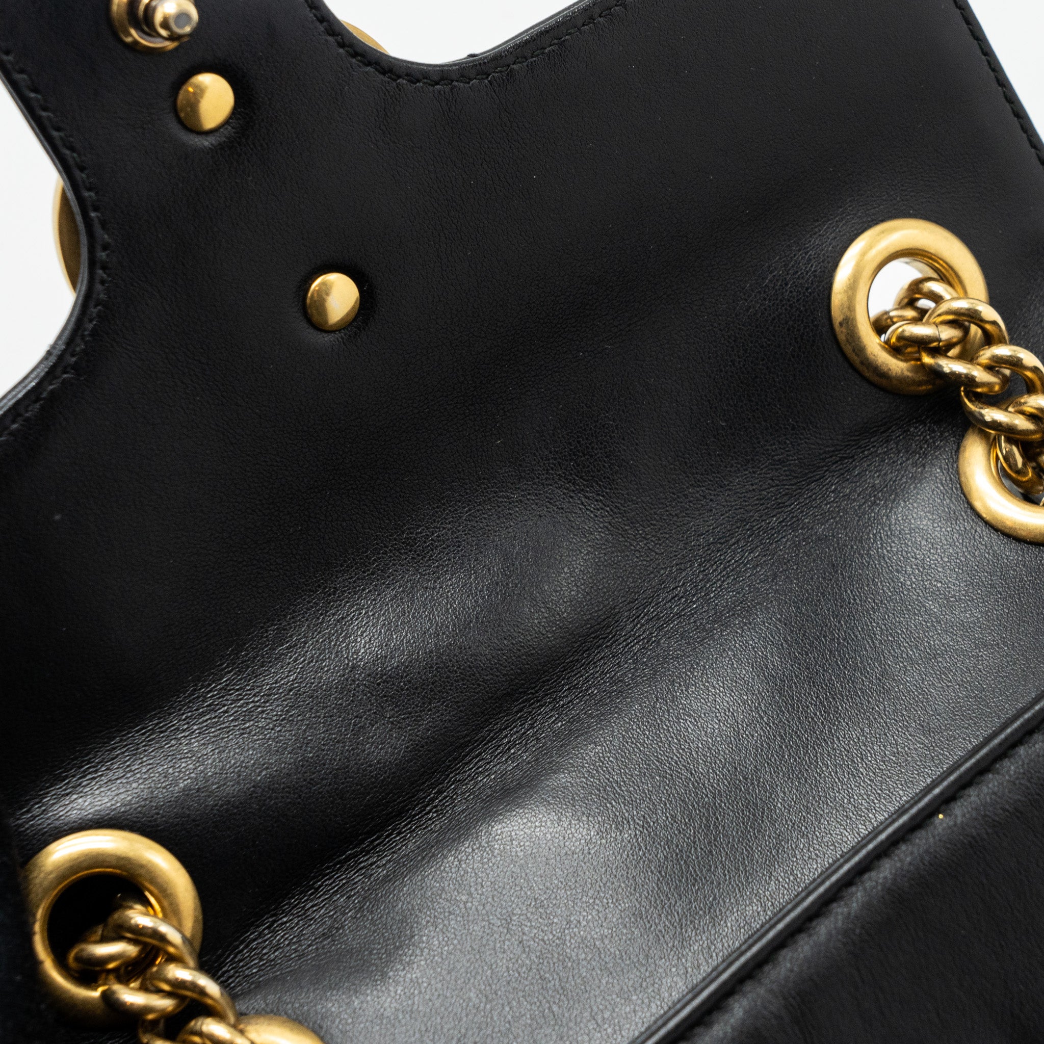 GUCCI MINI GG MARMONT BAG CALFSKIN BLACK BRUSHED GHW