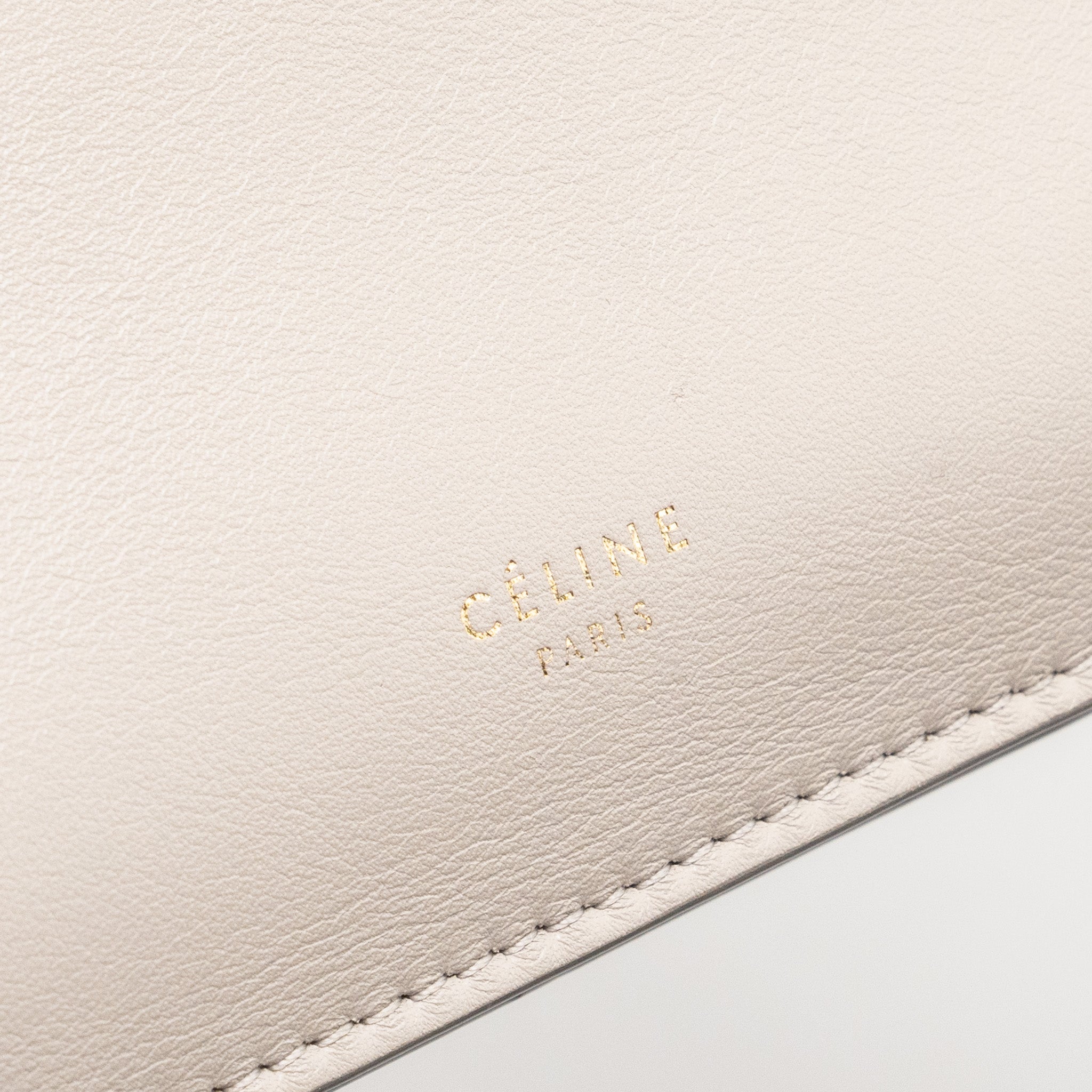 CELINE MINI CLASP SHOULDER BAG LIGHT GREY LEATHER GHW