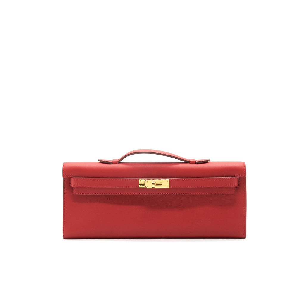HERMES KELLY CUT BAG SWIFT LEATHER ROUGE TOMATE GHW