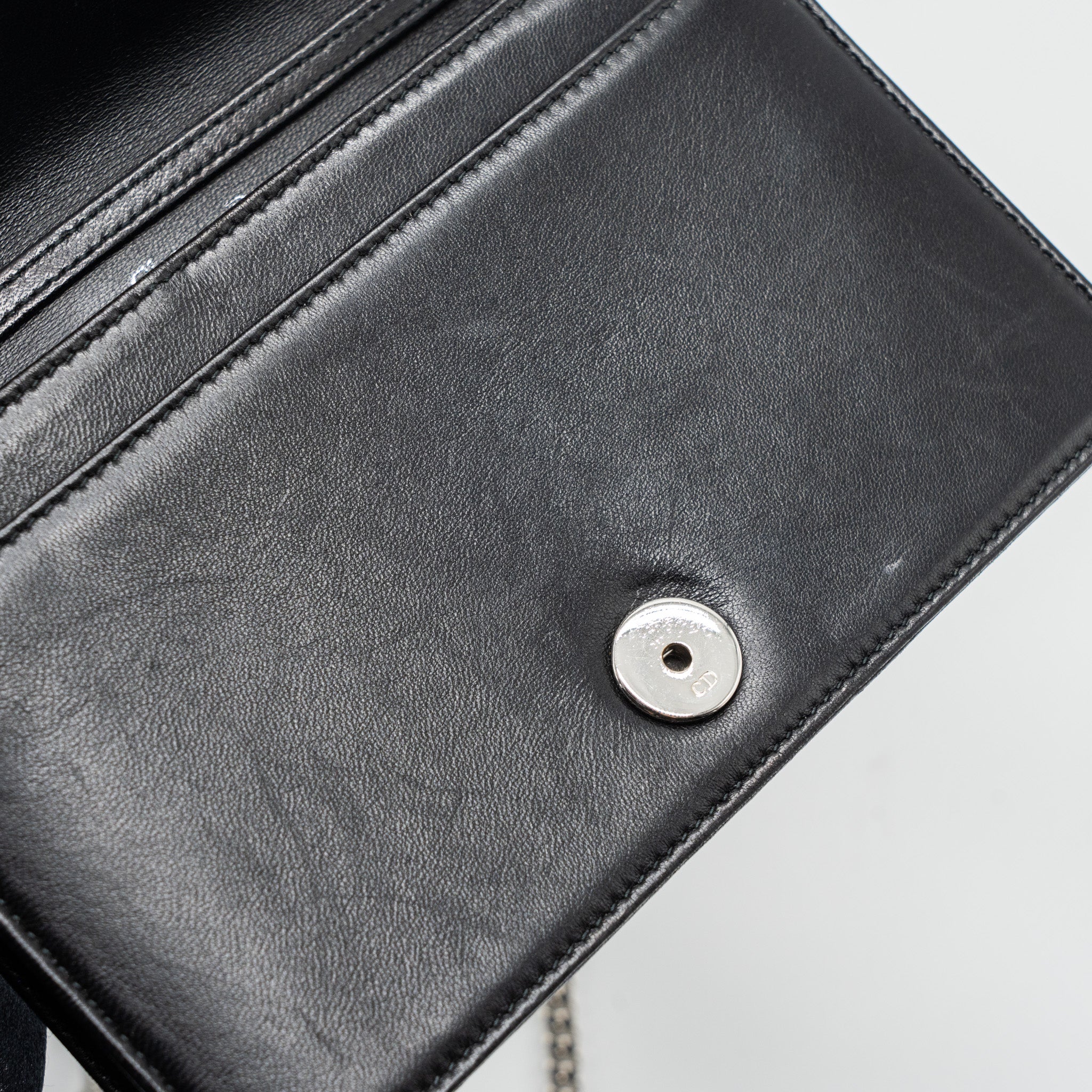 DIOR DIORAMA WALLET ON CHAIN LIMITED PRINT LAMBSKIN BLACK SHW
