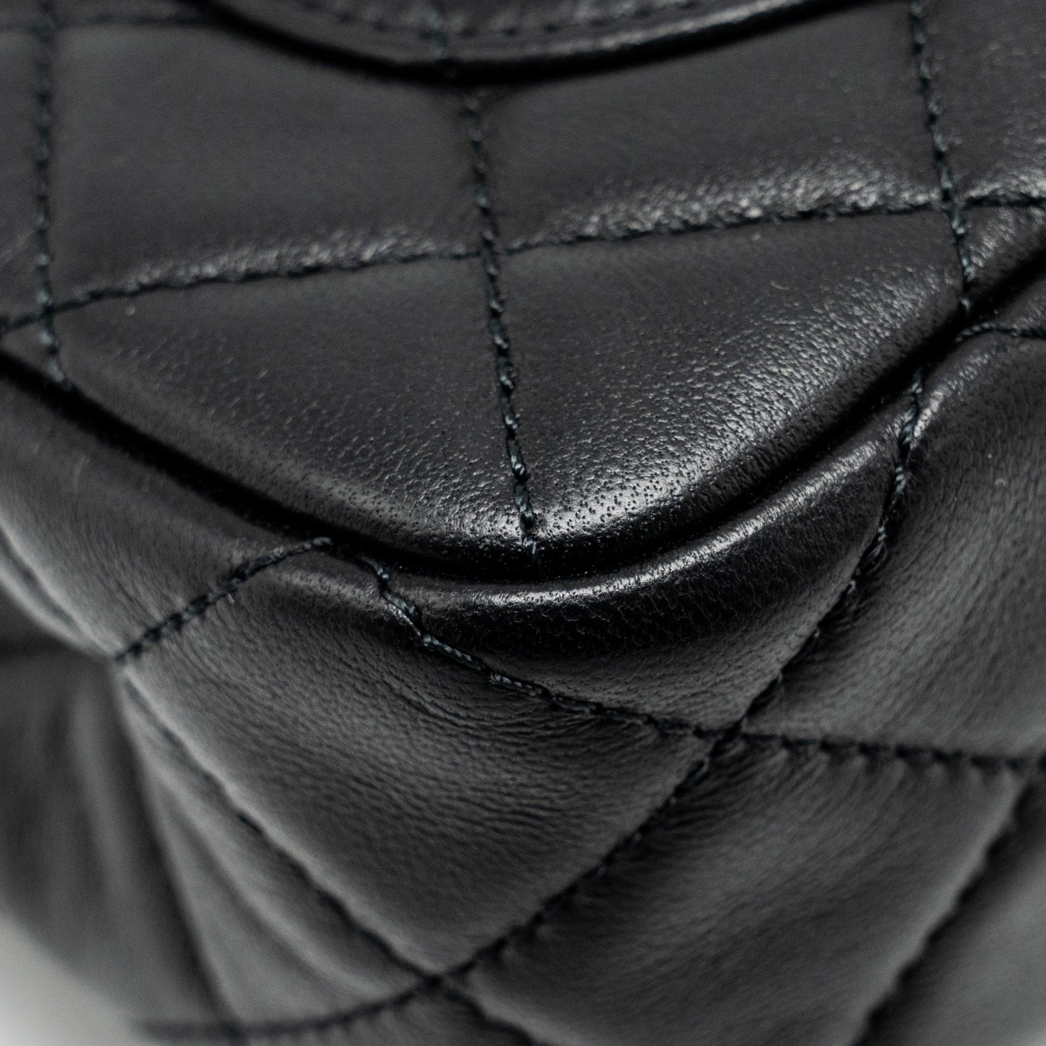 CHANEL PEARL CRUSH MINI RECTANGULAR FLAP BAG LAMBSKIN BLACK GHW (MICROCHIP)