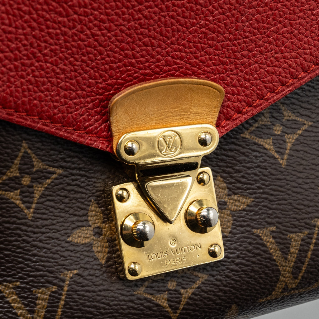 LOUIS VUITTON PALLAS CHAIN BAG MONOGRAM CANVAS / CALFSKIN RED GHW